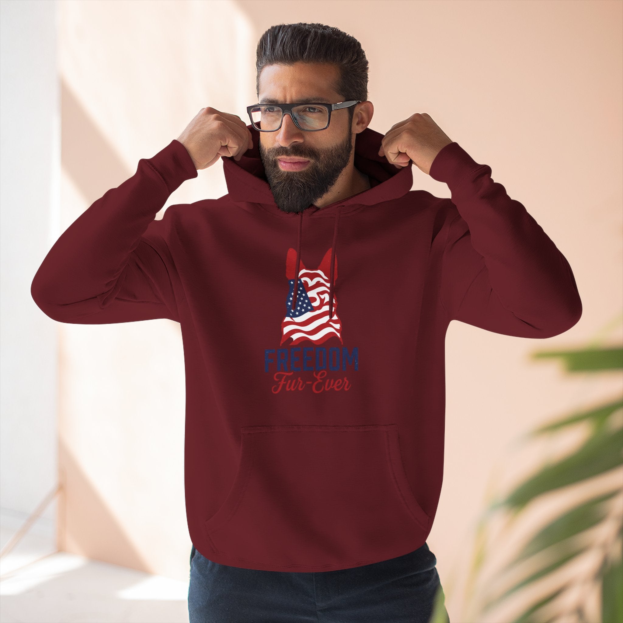 Freedom Fur-ever Hoodie — Patriotic Dog Paw Print Fleece Hoodie