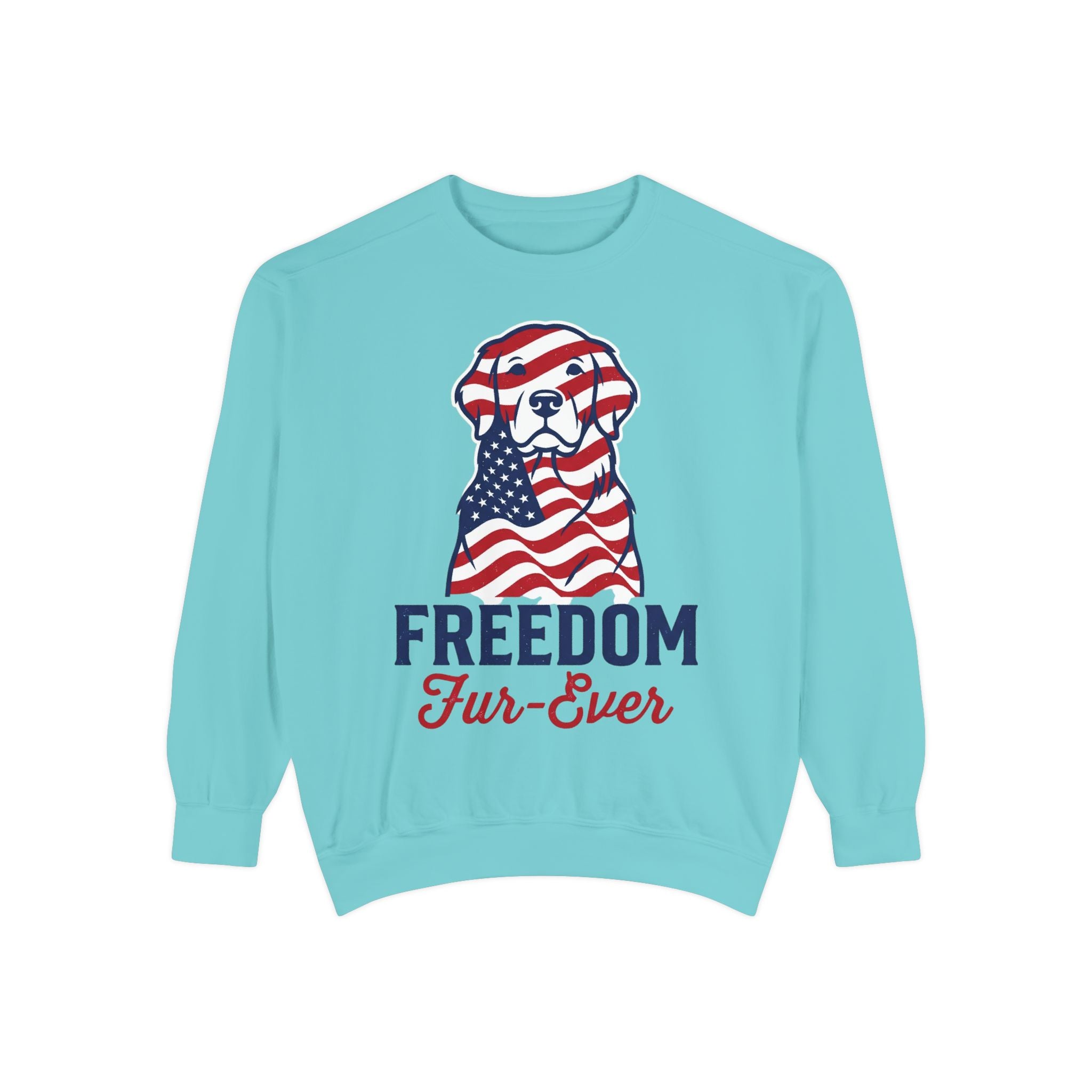 Freedom Fur-Ever Sweatshirt — Patriotic American Flag Dog Crewneck