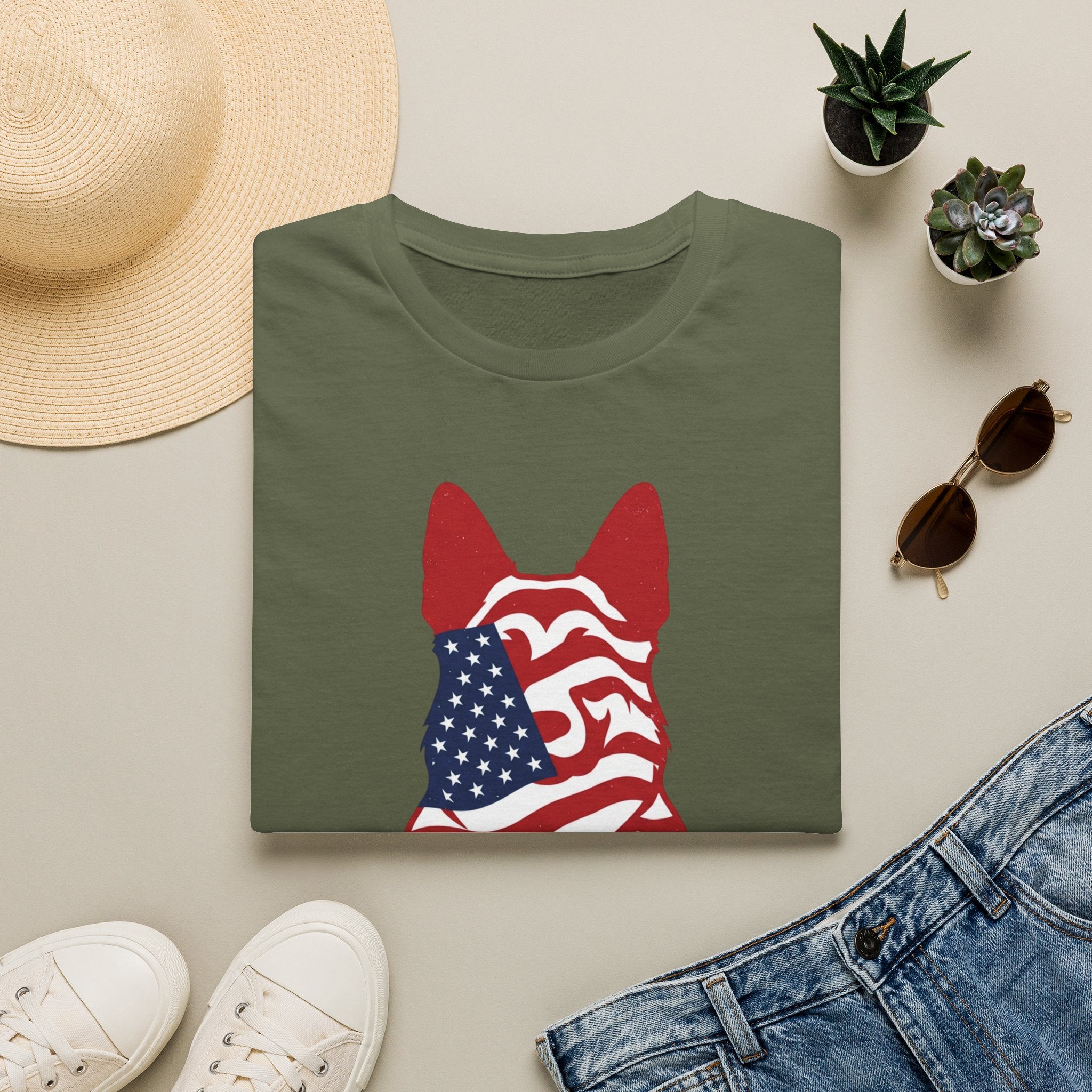 Freedom Fur-Ever Graphic T-Shirt — American Flag Dog Silhouette
