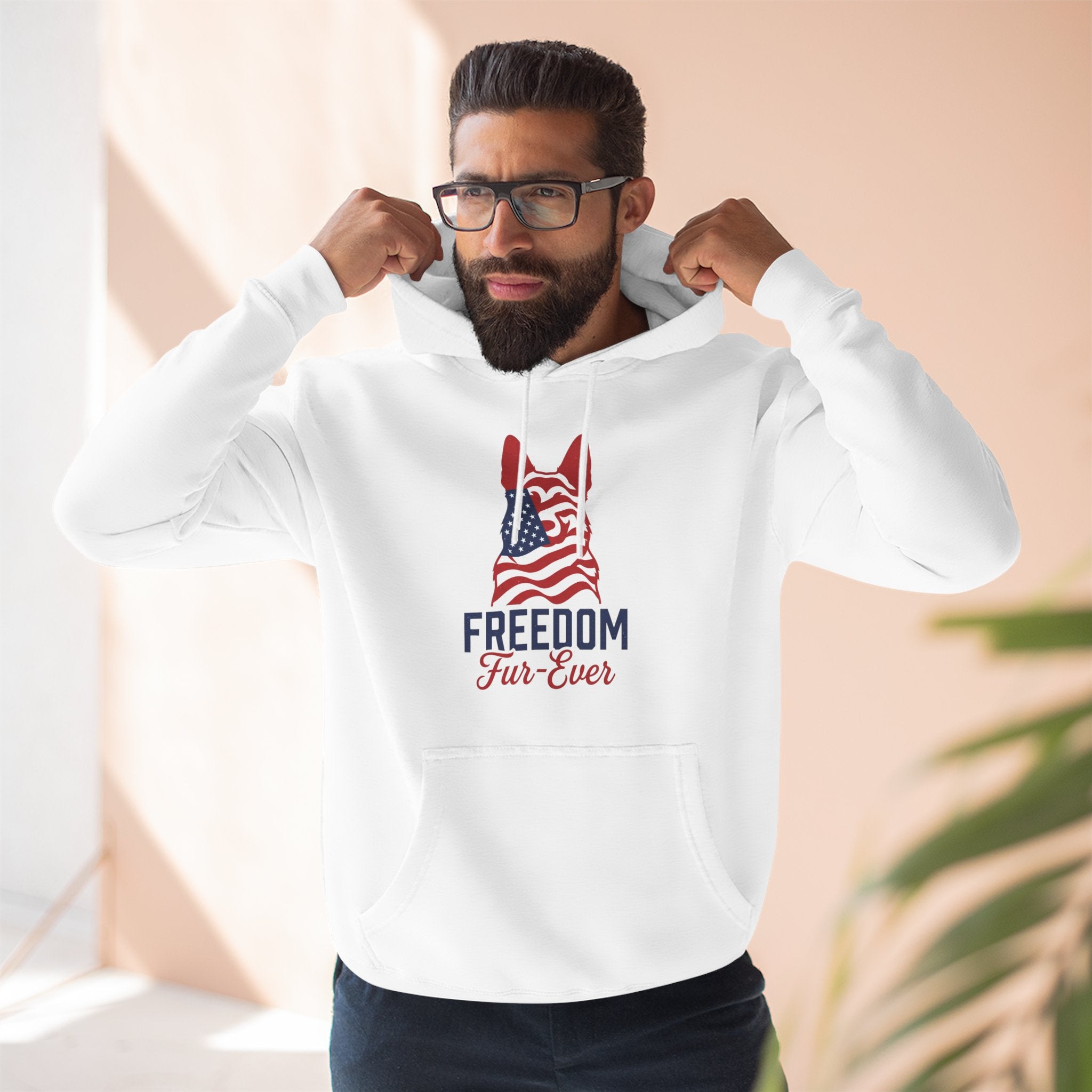 Freedom Fur-ever Hoodie — Patriotic Dog Paw Print Fleece Hoodie