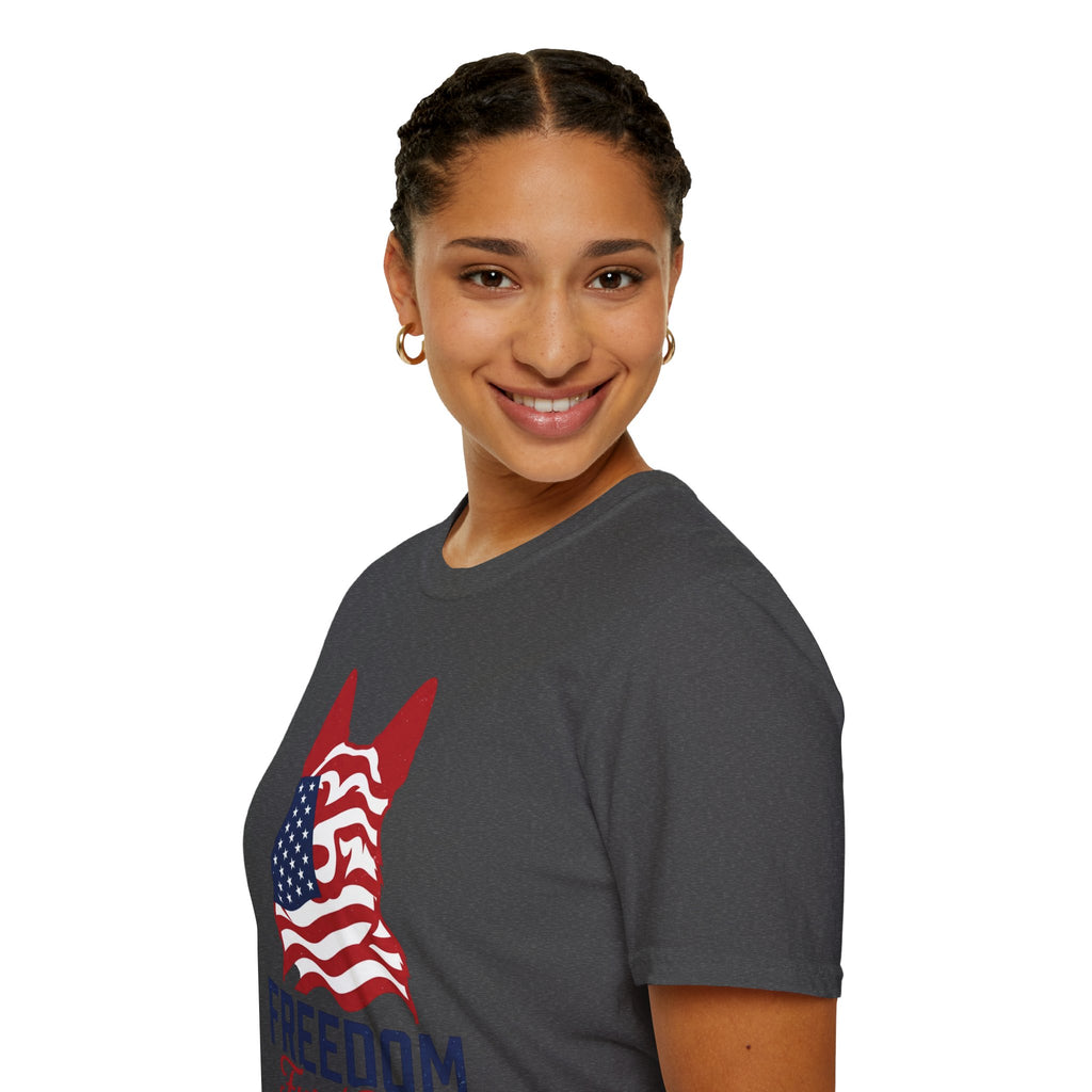 Freedom Fur-Ever Graphic T-Shirt — American Flag Dog Silhouette