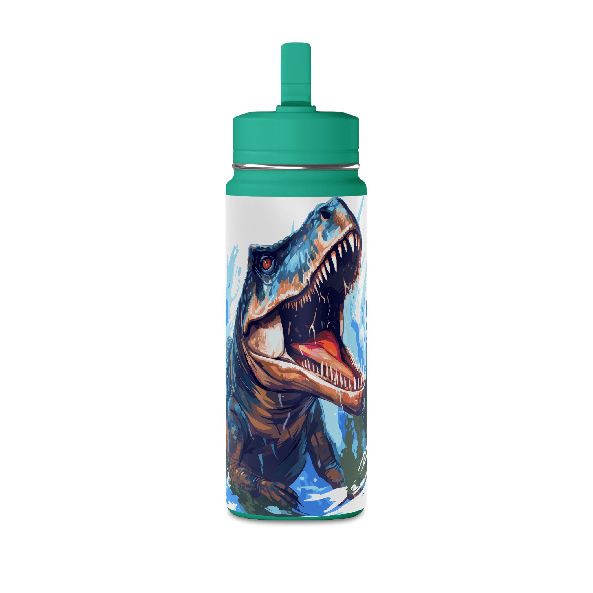T-Rex Water Bottle — 20oz Dinosaur Sports Bottle with Straw