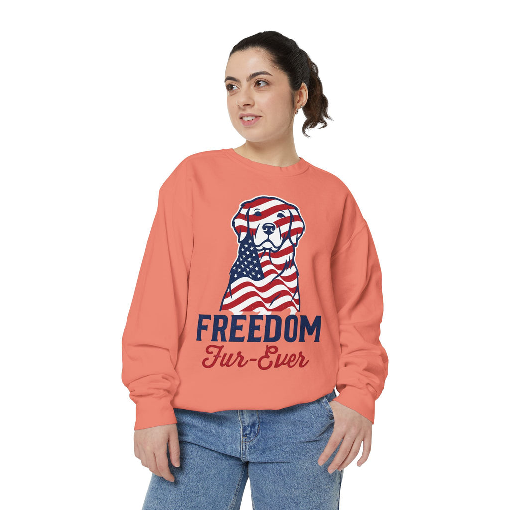 Freedom Fur-Ever Sweatshirt — Patriotic American Flag Dog Crewneck