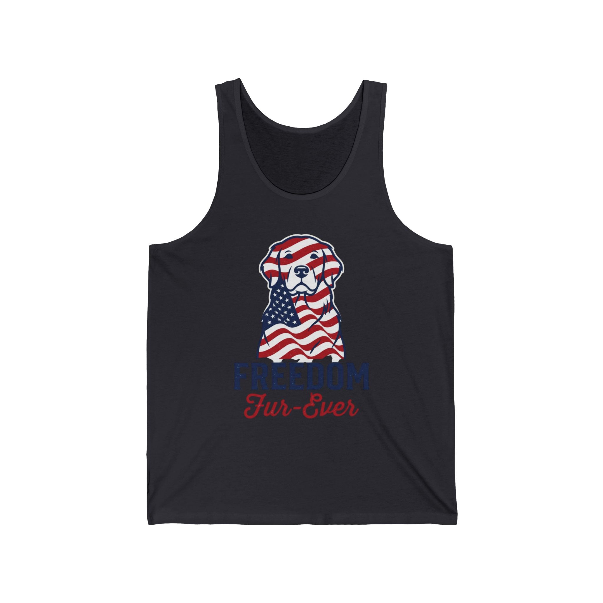 Patriotic Dog Tank Top — "Freedom Fur-Ever" American Flag Pup