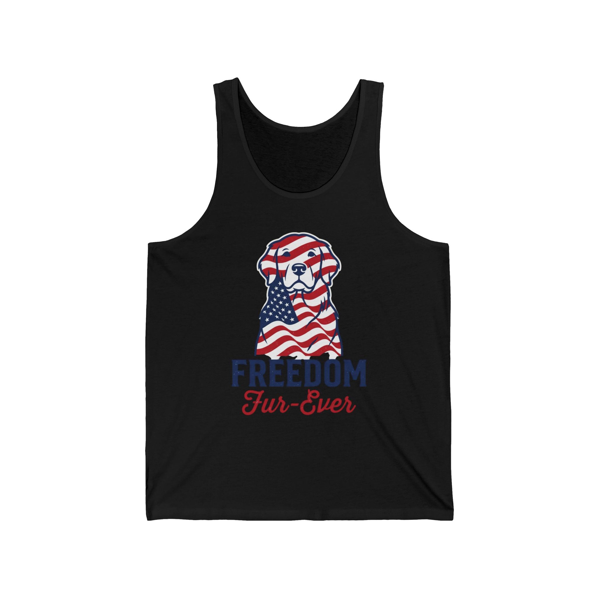 Patriotic Dog Tank Top — "Freedom Fur-Ever" American Flag Pup