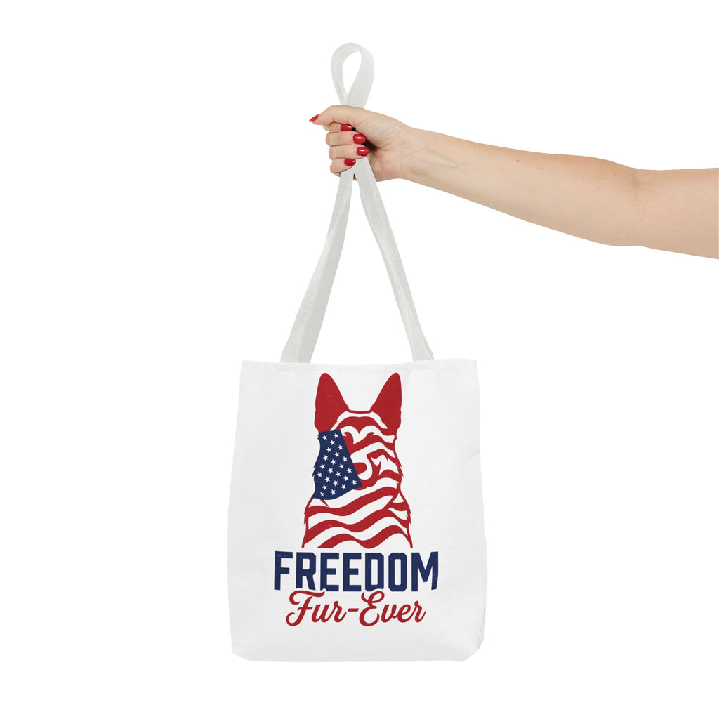 Patriotic Dog Tote — "Freedom Fur-Ever" USA Flag Canvas Bag