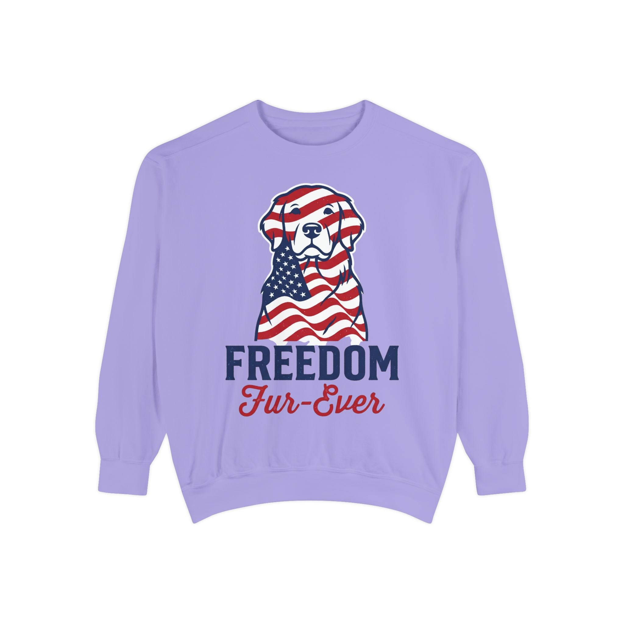 Freedom Fur-Ever Sweatshirt — Patriotic American Flag Dog Crewneck