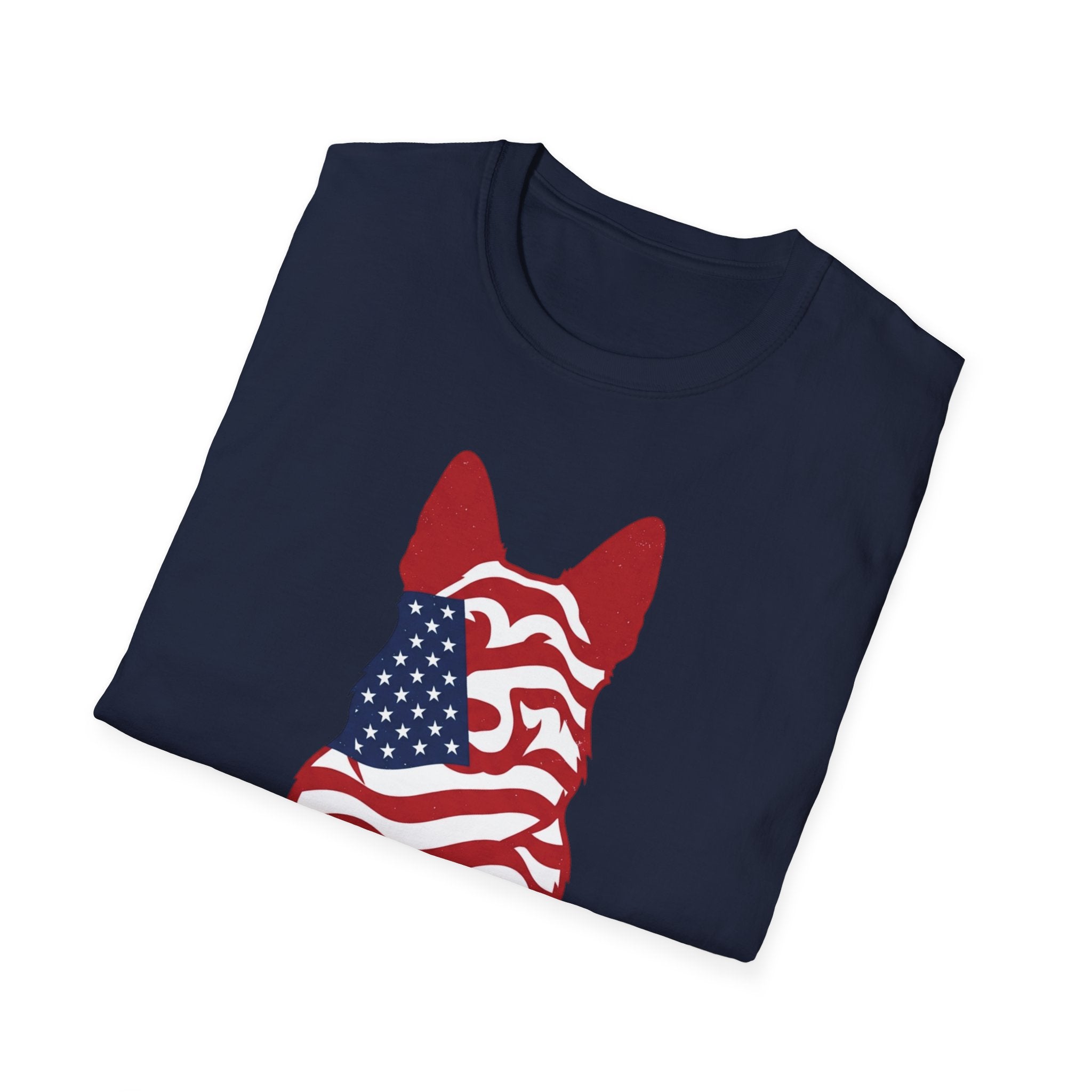 Freedom Fur-Ever Graphic T-Shirt — American Flag Dog Silhouette