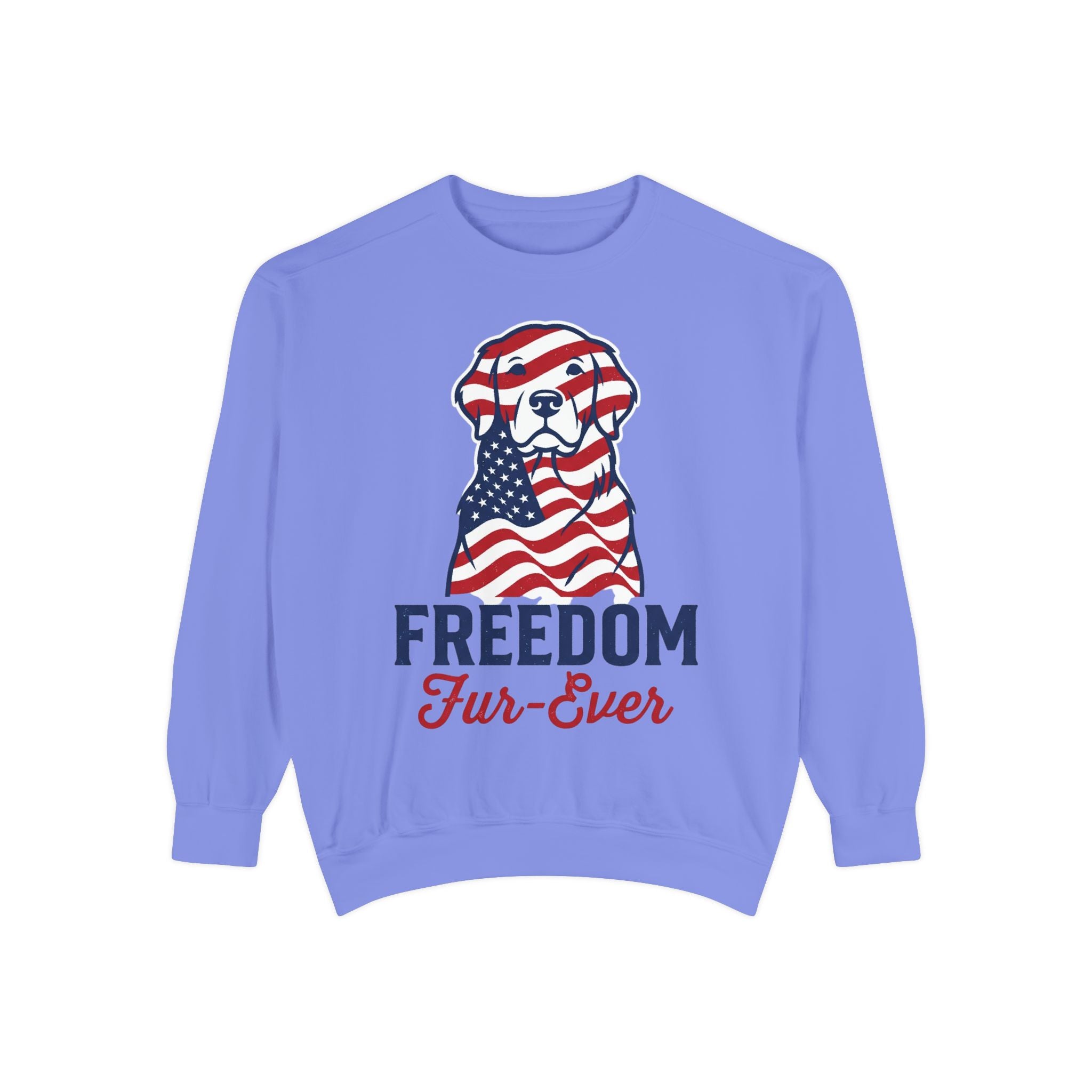 Freedom Fur-Ever Sweatshirt — Patriotic American Flag Dog Crewneck