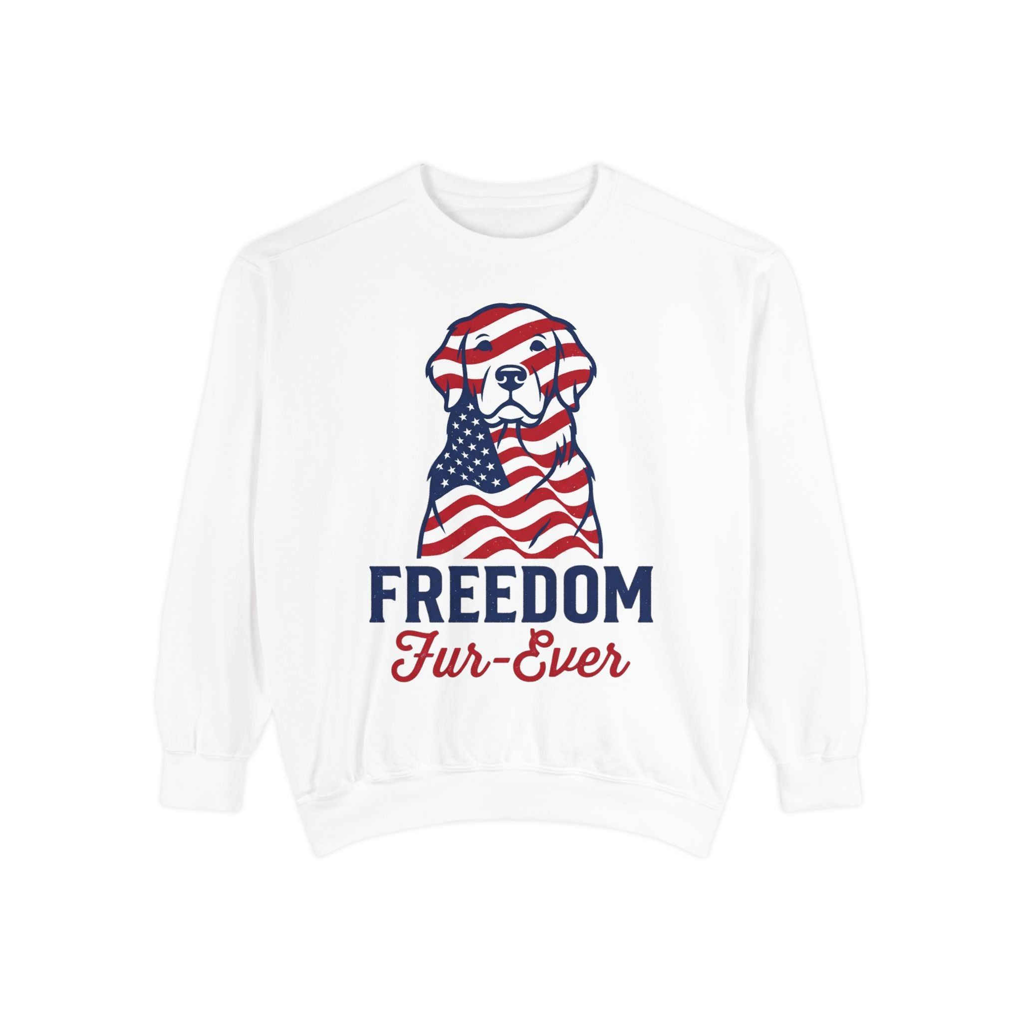 Freedom Fur-Ever Sweatshirt — Patriotic American Flag Dog Crewneck