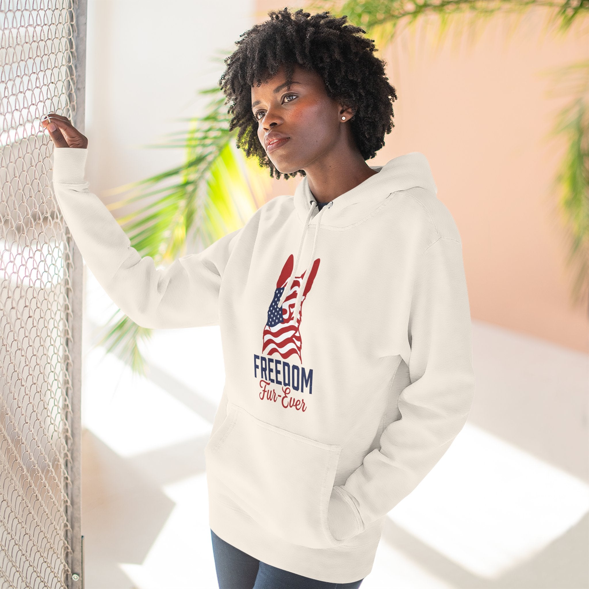 Freedom Fur-ever Hoodie — Patriotic Dog Paw Print Fleece Hoodie