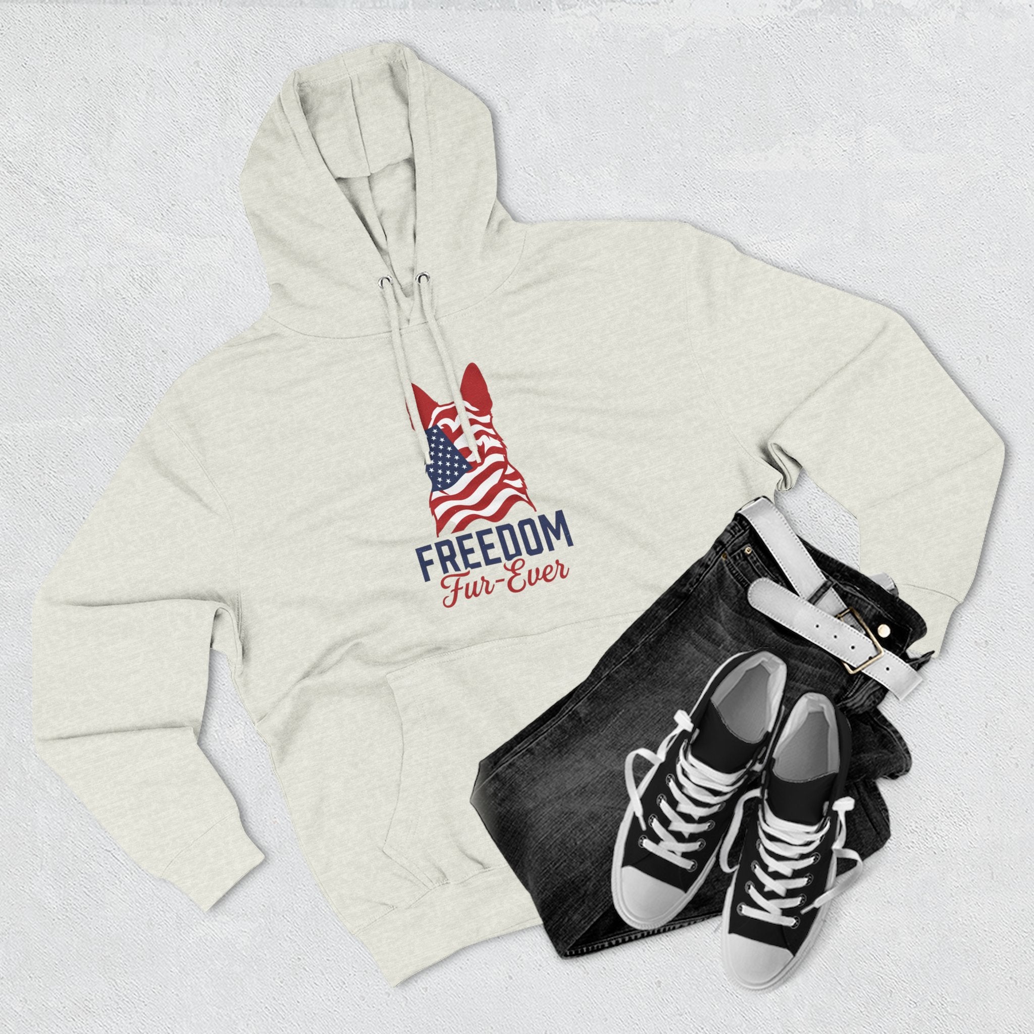 Freedom Fur-ever Hoodie — Patriotic Dog Paw Print Fleece Hoodie