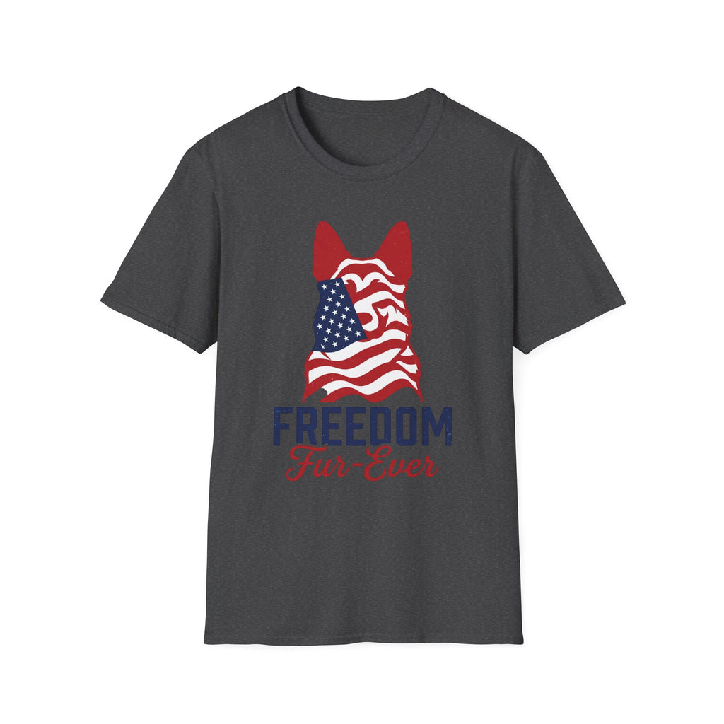 Freedom Fur-Ever Graphic T-Shirt — American Flag Dog Silhouette