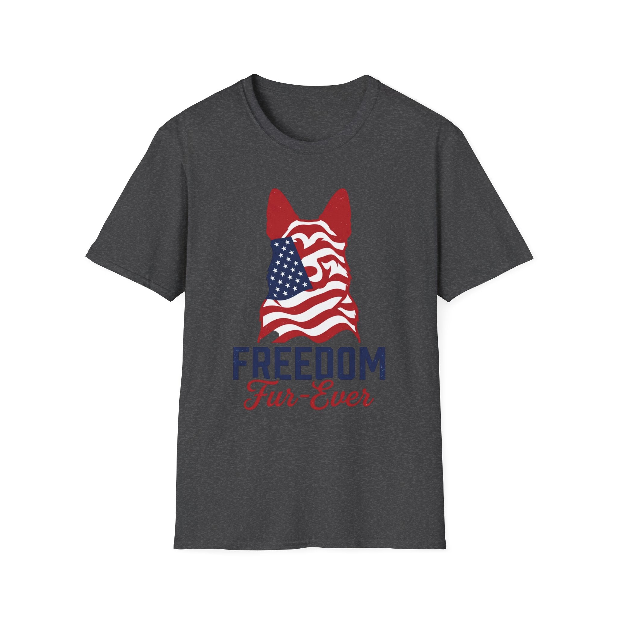 Freedom Fur-Ever Graphic T-Shirt — American Flag Dog Silhouette