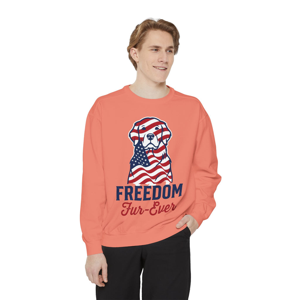 Freedom Fur-Ever Sweatshirt — Patriotic American Flag Dog Crewneck