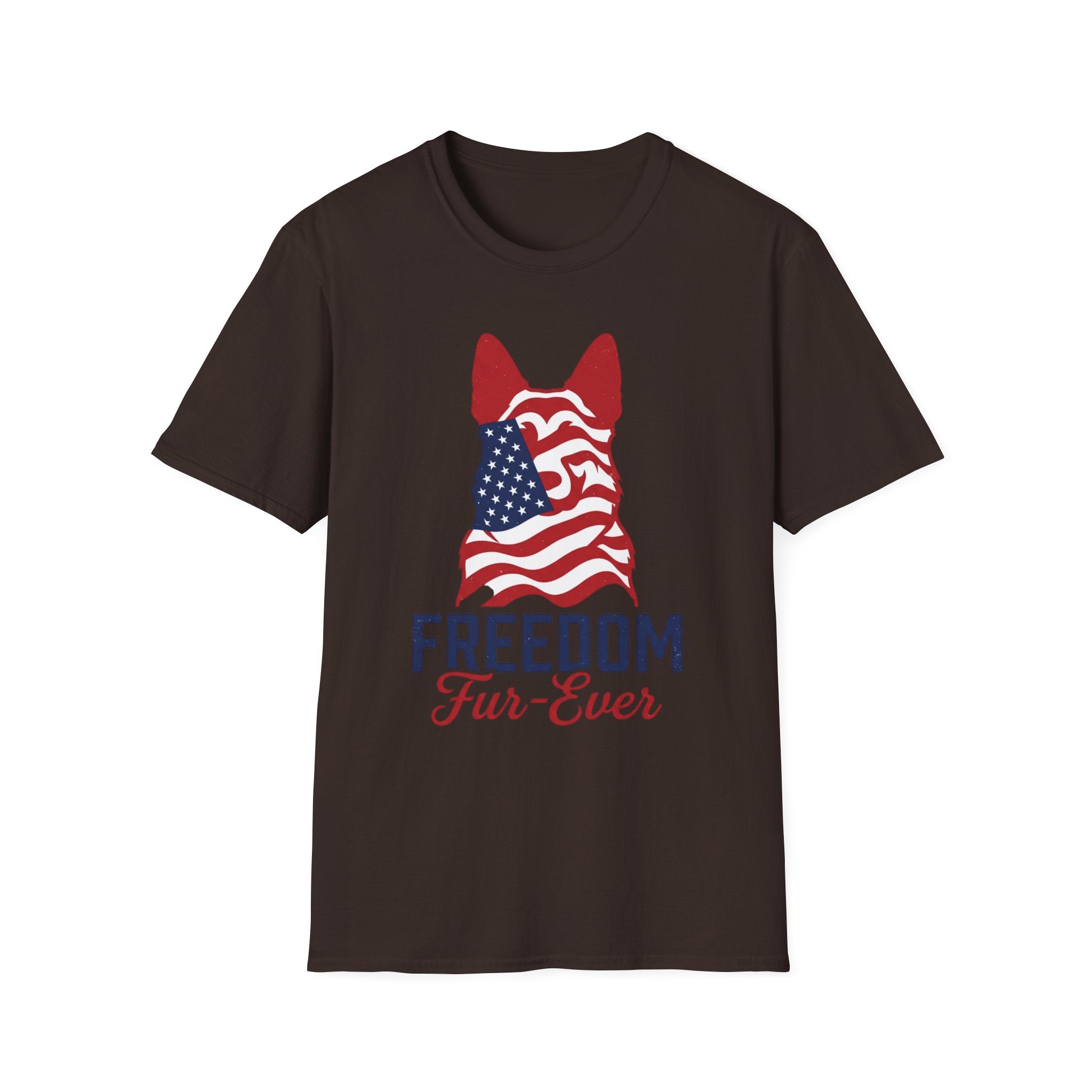 Freedom Fur-Ever Graphic T-Shirt — American Flag Dog Silhouette