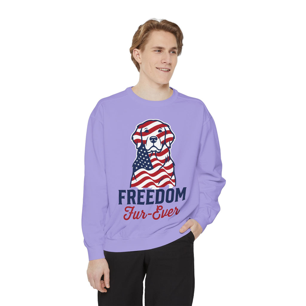 Freedom Fur-Ever Sweatshirt — Patriotic American Flag Dog Crewneck