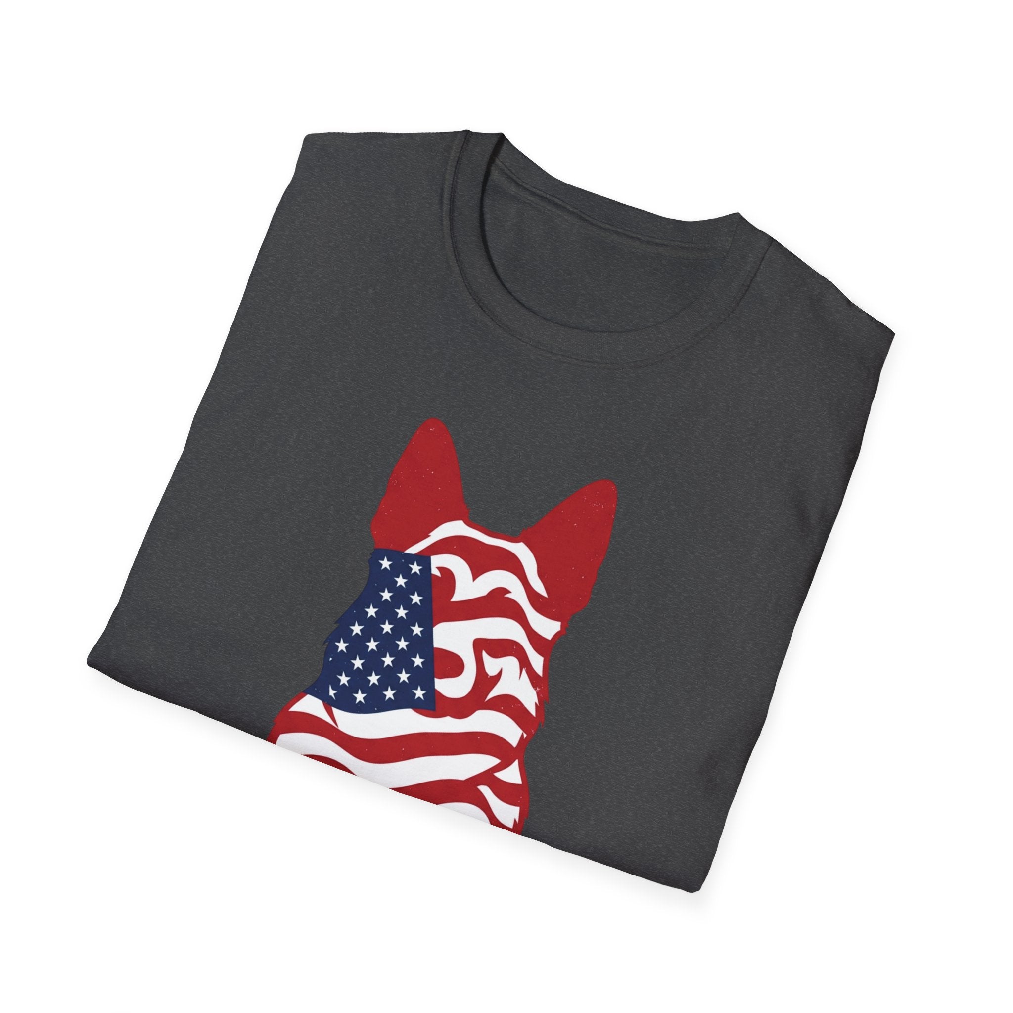 Freedom Fur-Ever Graphic T-Shirt — American Flag Dog Silhouette
