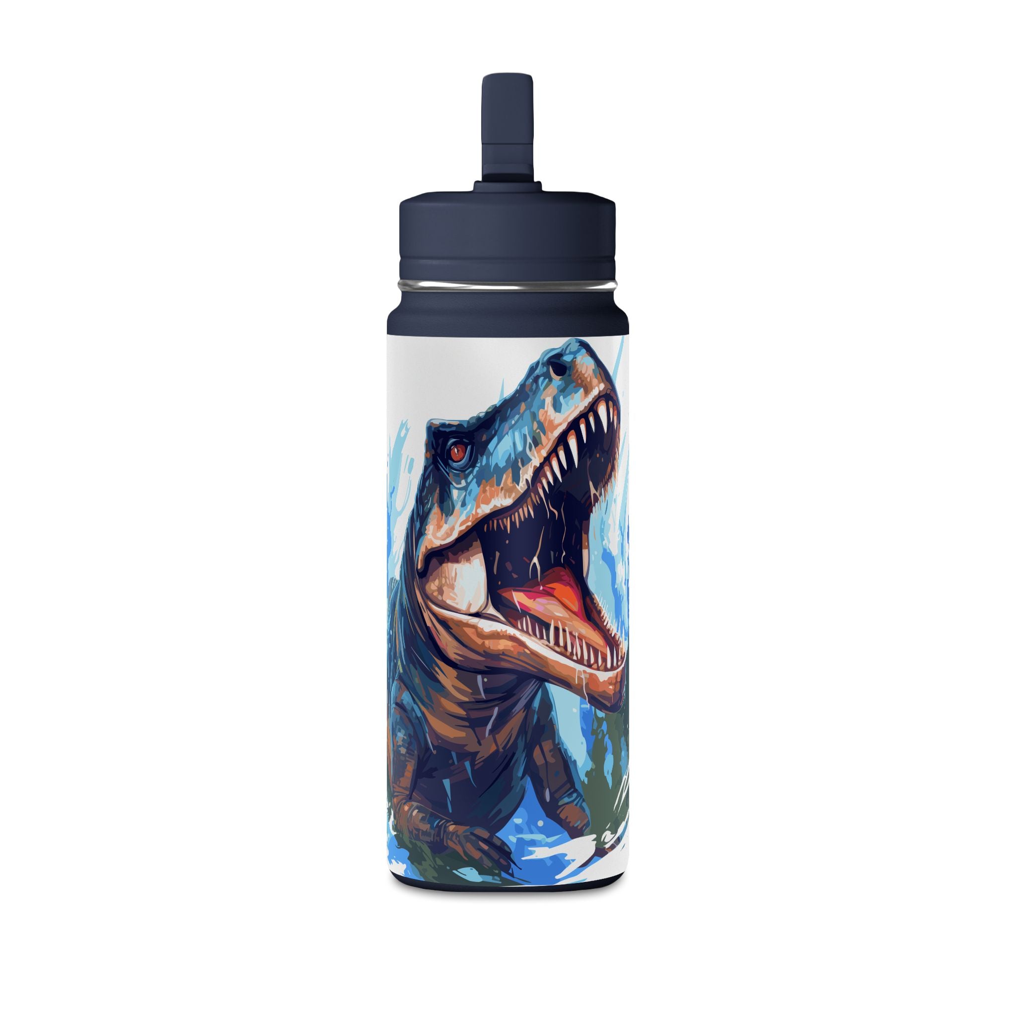 T-Rex Water Bottle — 20oz Dinosaur Sports Bottle with Straw