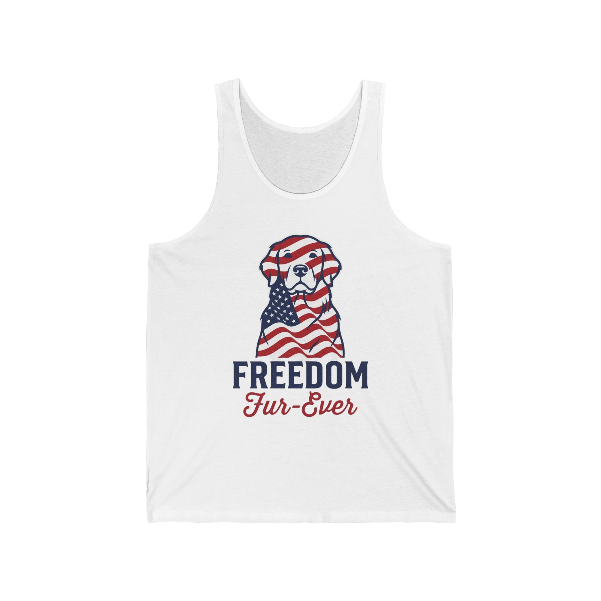 Patriotic Dog Tank Top — "Freedom Fur-Ever" American Flag Pup
