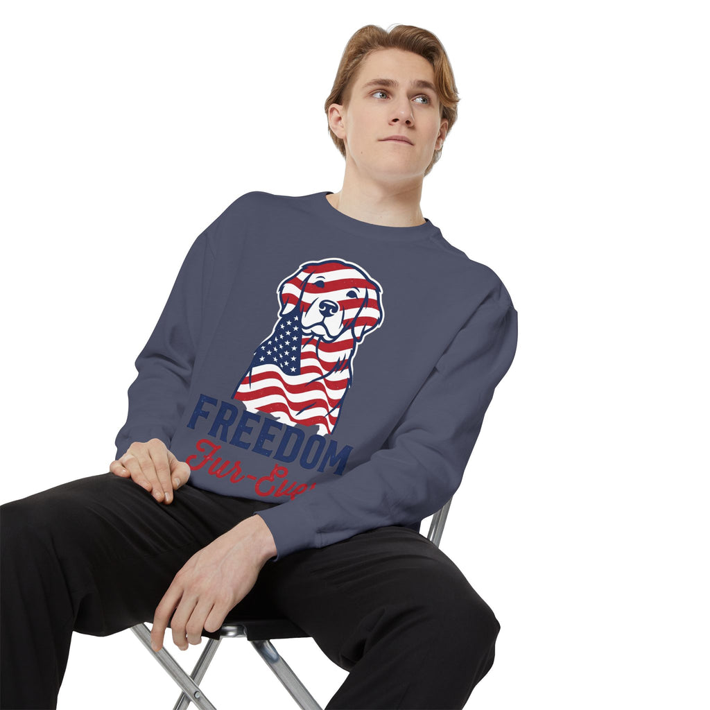 Freedom Fur-Ever Sweatshirt — Patriotic American Flag Dog Crewneck