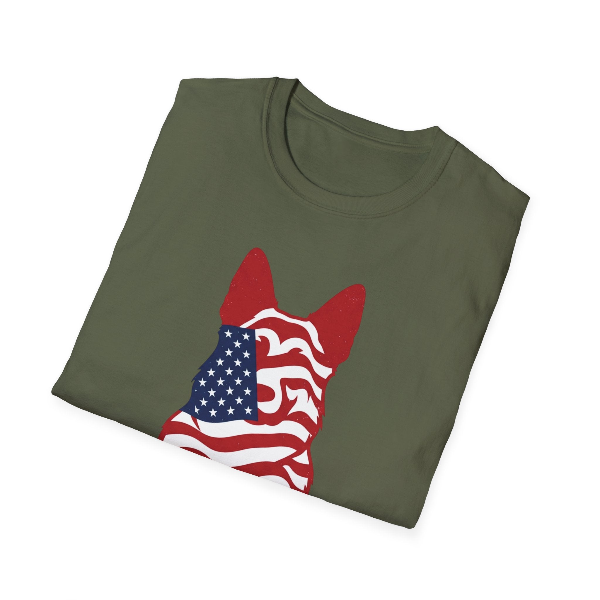 Freedom Fur-Ever Graphic T-Shirt — American Flag Dog Silhouette