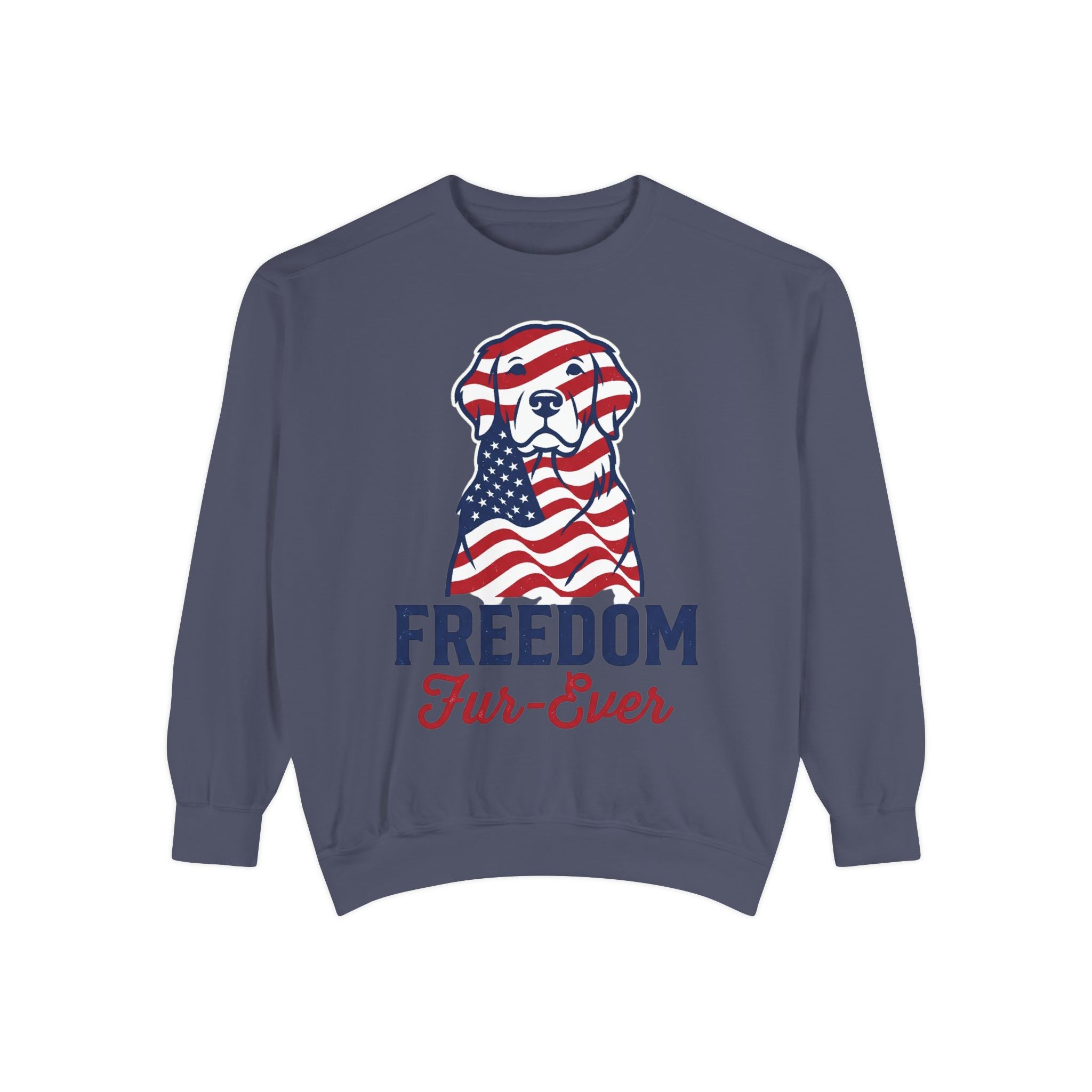Freedom Fur-Ever Sweatshirt — Patriotic American Flag Dog Crewneck