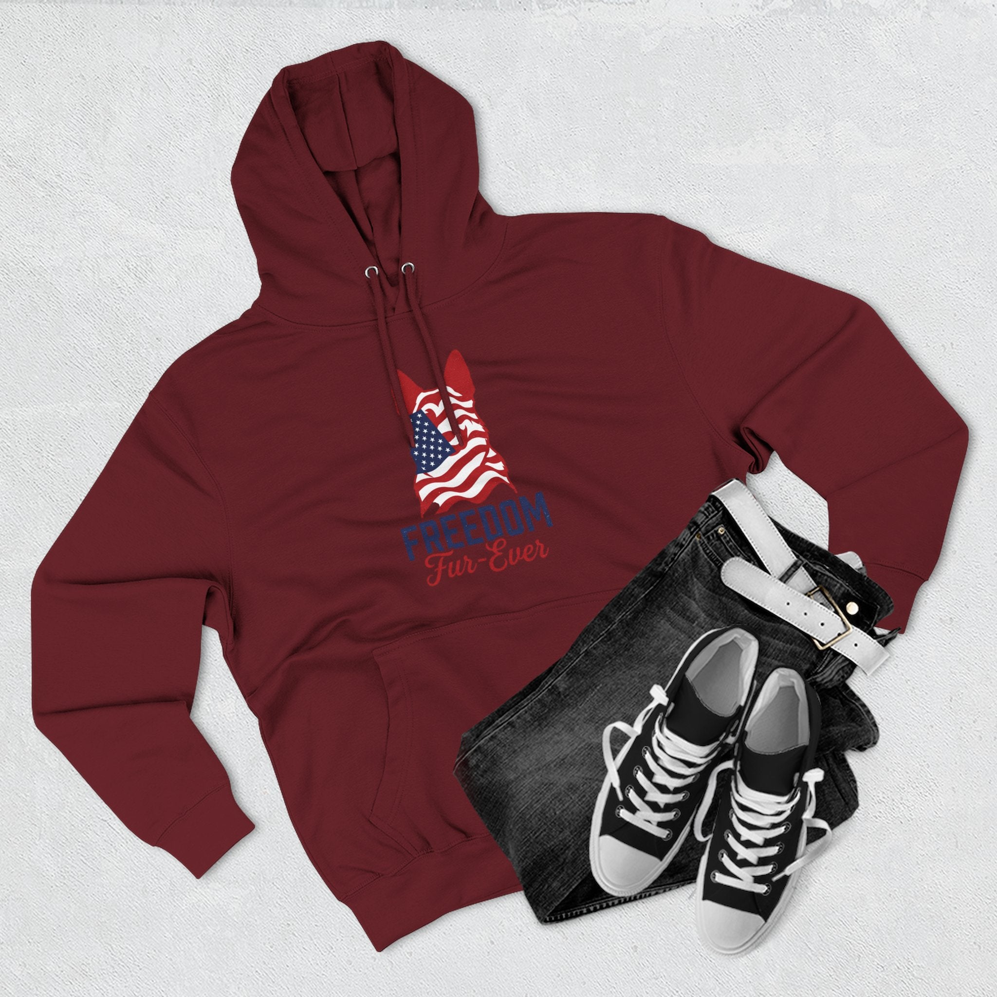 Freedom Fur-ever Hoodie — Patriotic Dog Paw Print Fleece Hoodie