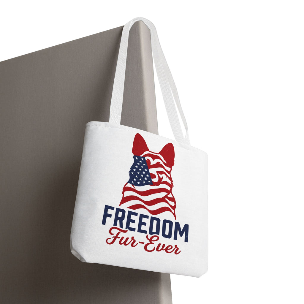 Patriotic Dog Tote — "Freedom Fur-Ever" USA Flag Canvas Bag