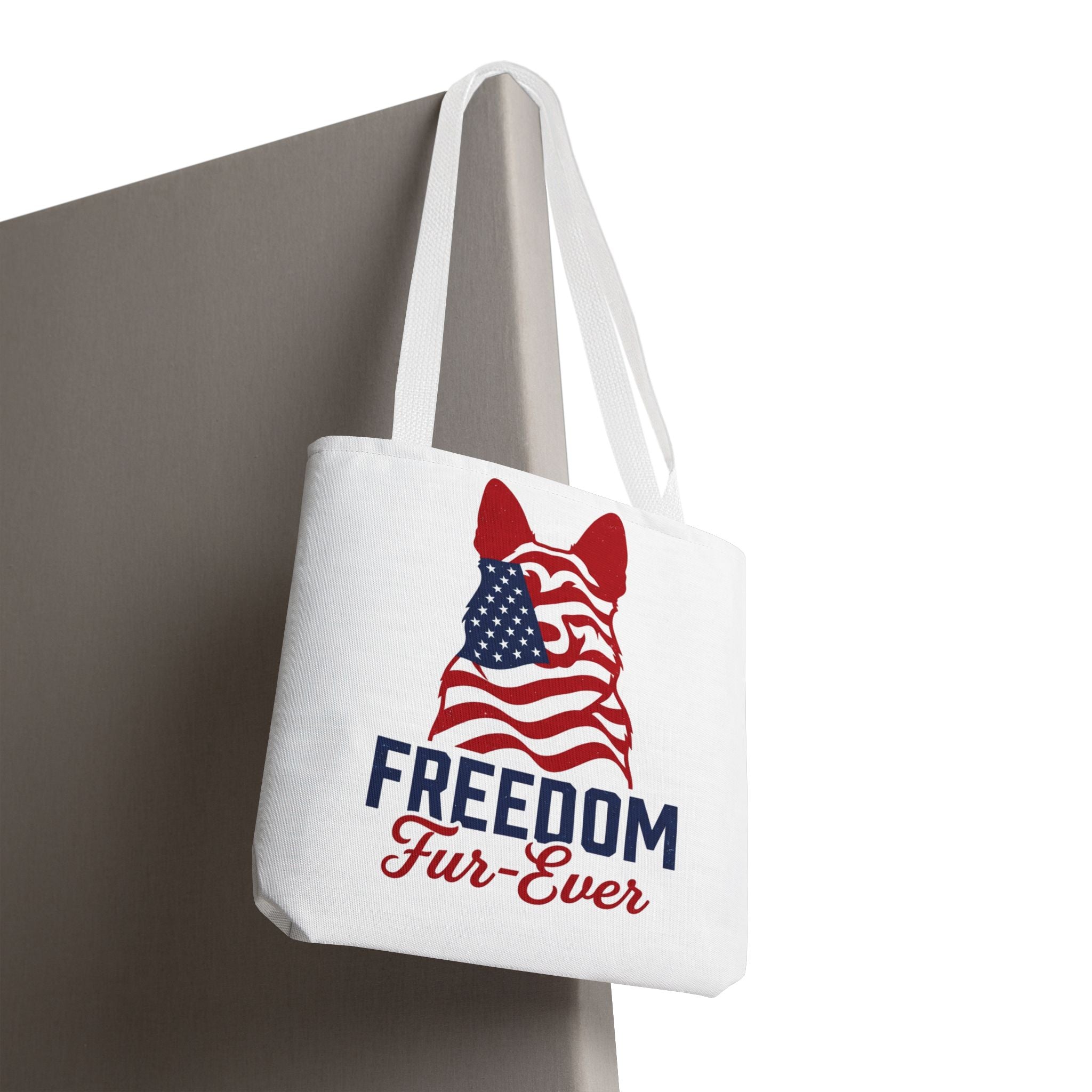 Patriotic Dog Tote — "Freedom Fur-Ever" USA Flag Canvas Bag