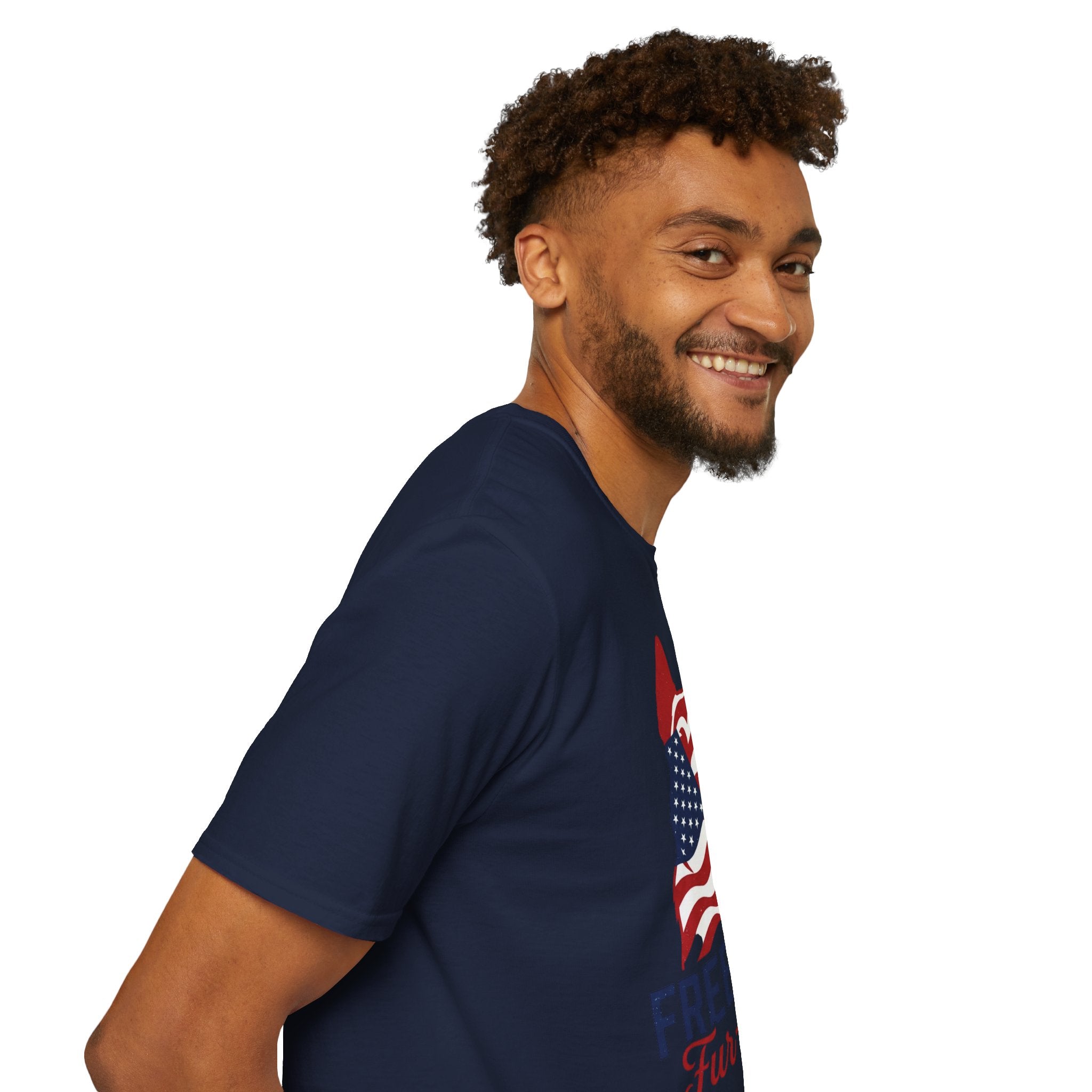 Freedom Fur-Ever Graphic T-Shirt — American Flag Dog Silhouette