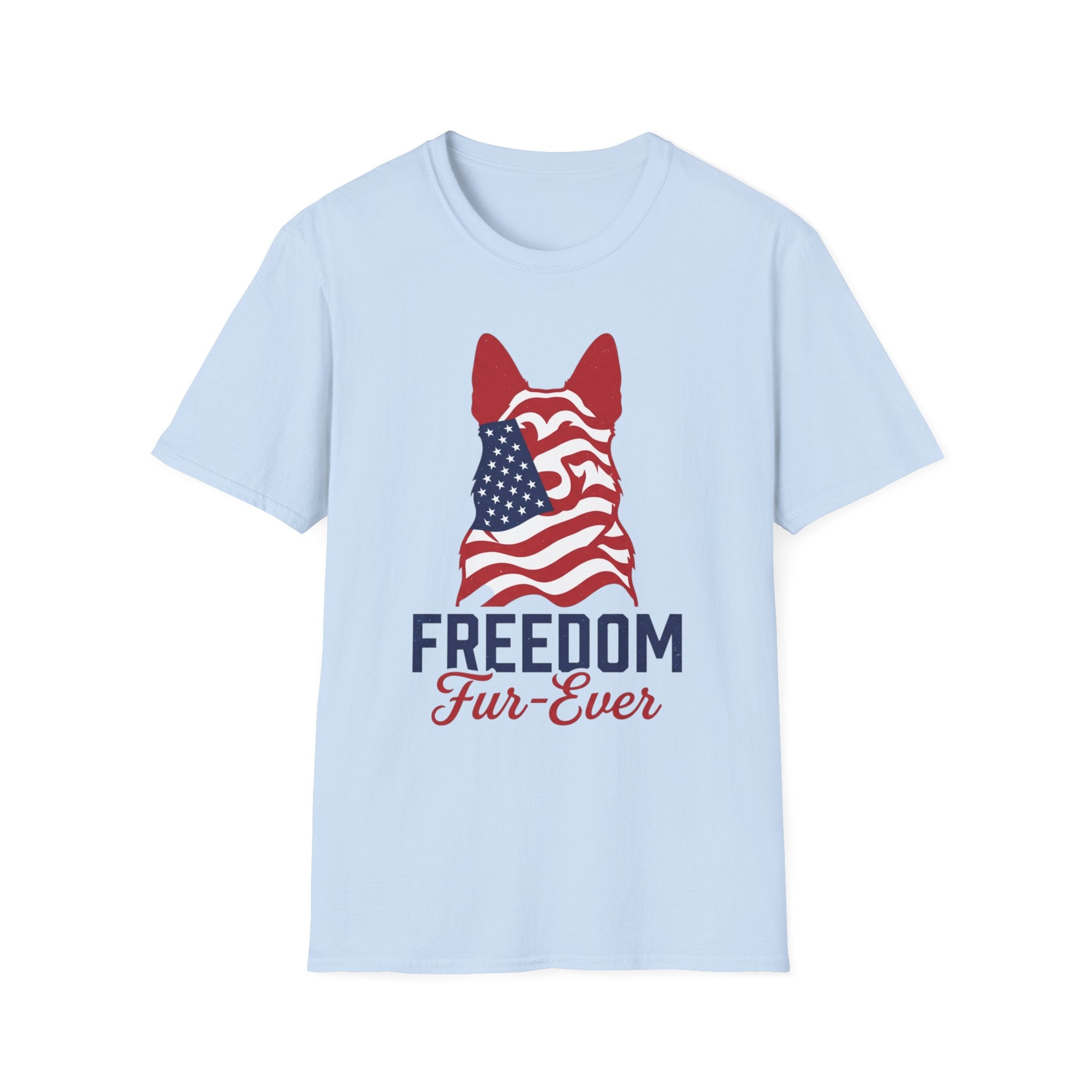 Freedom Fur-Ever Graphic T-Shirt — American Flag Dog Silhouette