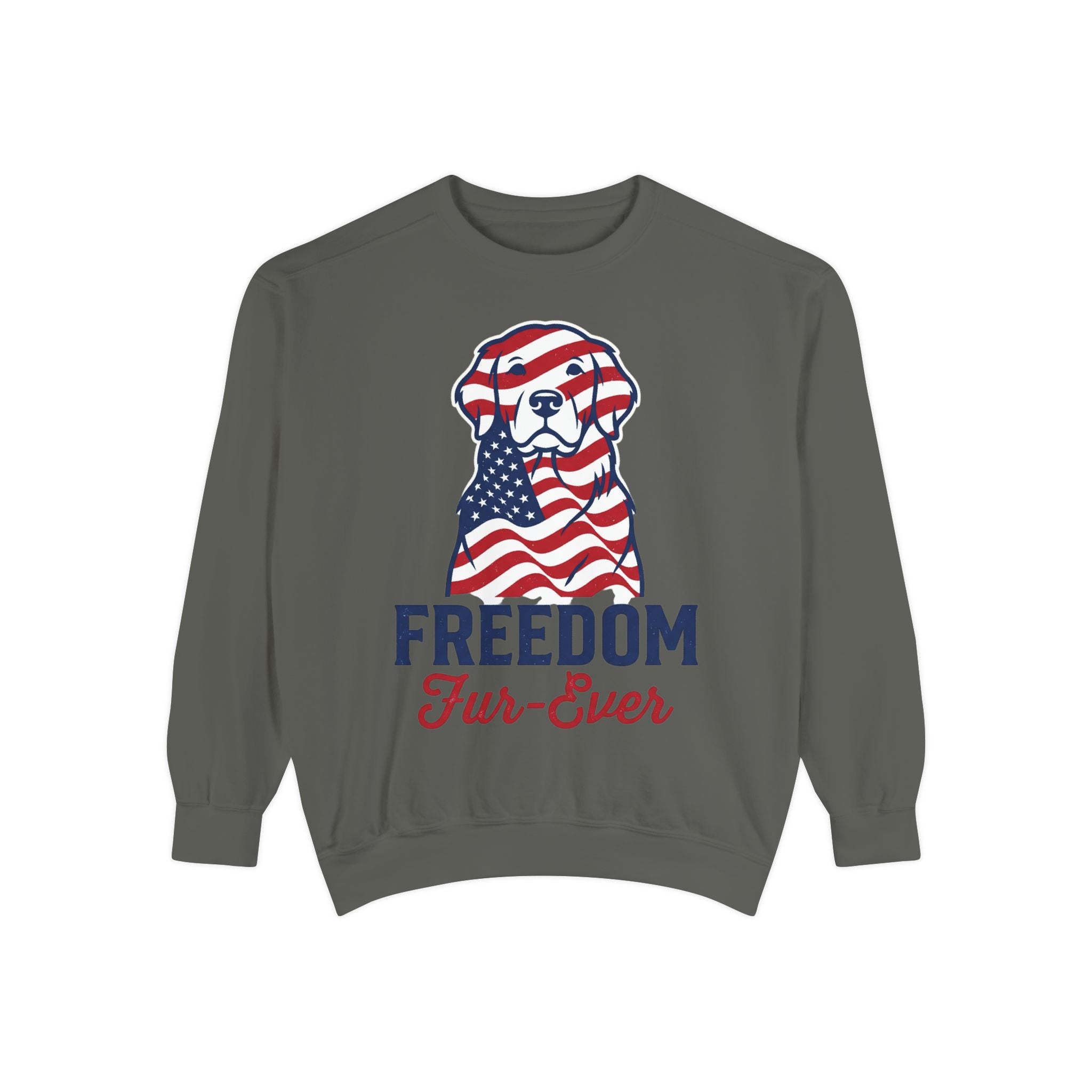 Freedom Fur-Ever Sweatshirt — Patriotic American Flag Dog Crewneck