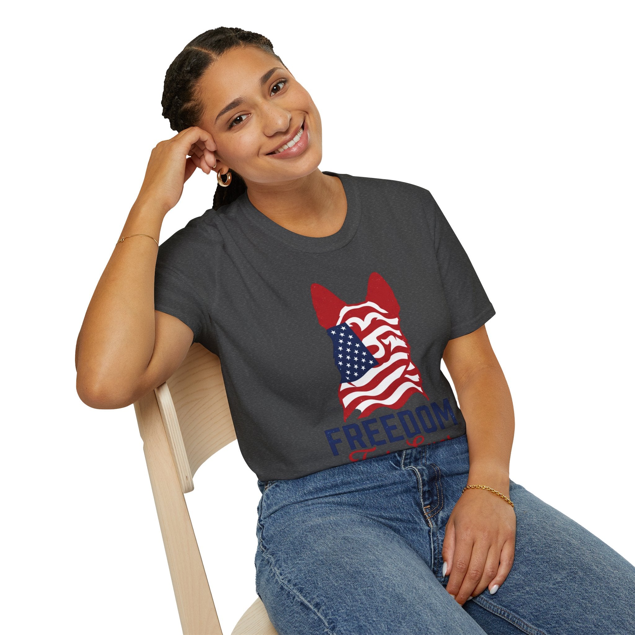 Freedom Fur-Ever Graphic T-Shirt — American Flag Dog Silhouette