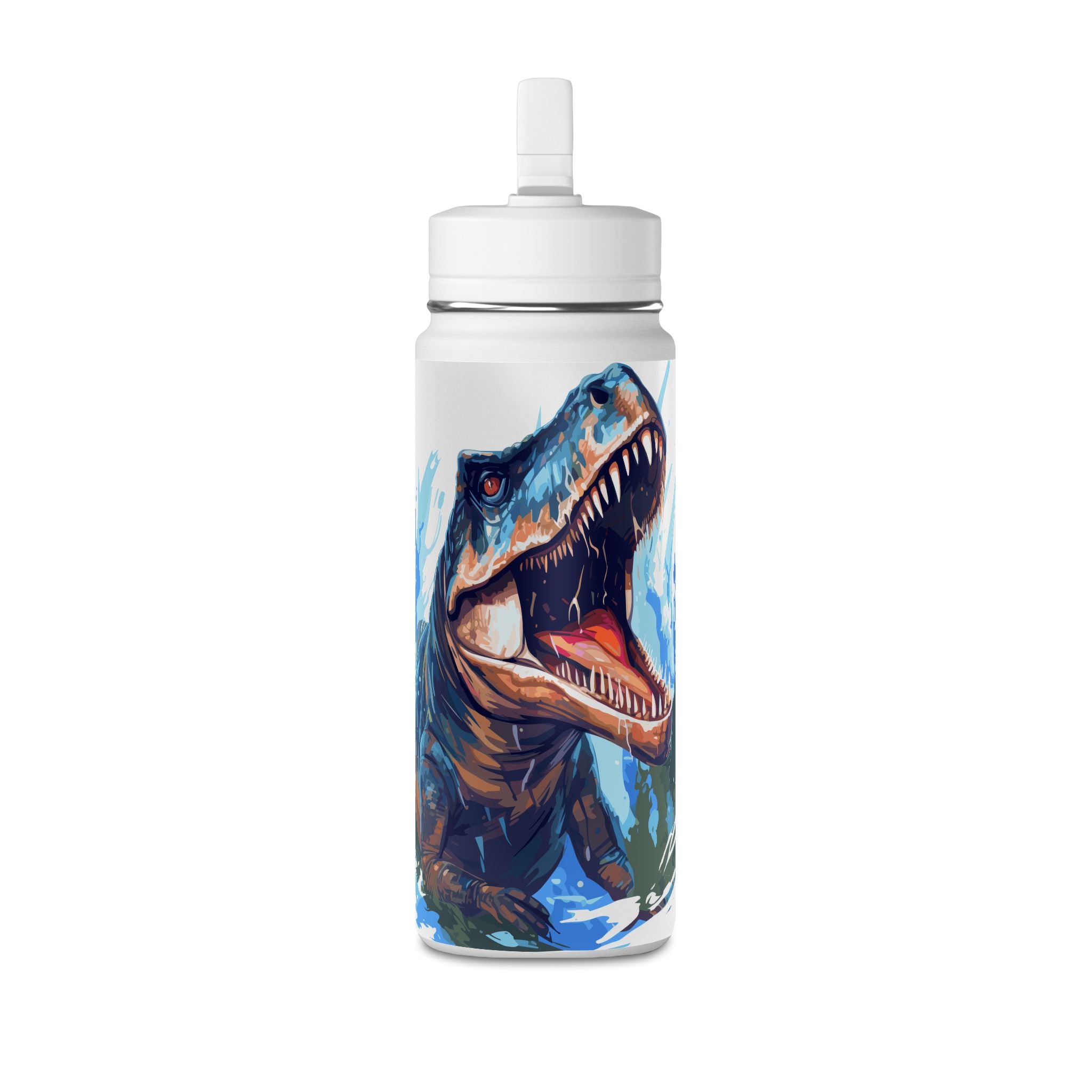 T-Rex Water Bottle — 20oz Dinosaur Sports Bottle with Straw