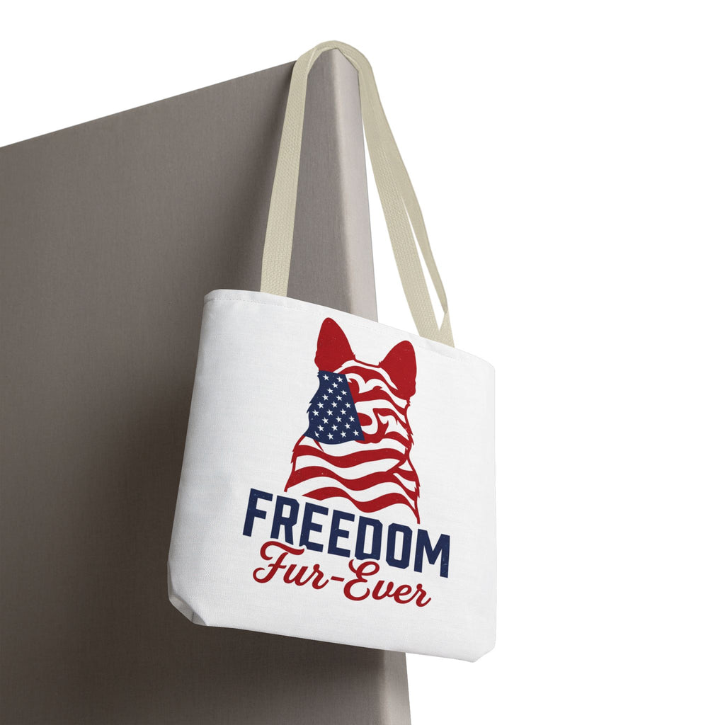 Patriotic Dog Tote — "Freedom Fur-Ever" USA Flag Canvas Bag