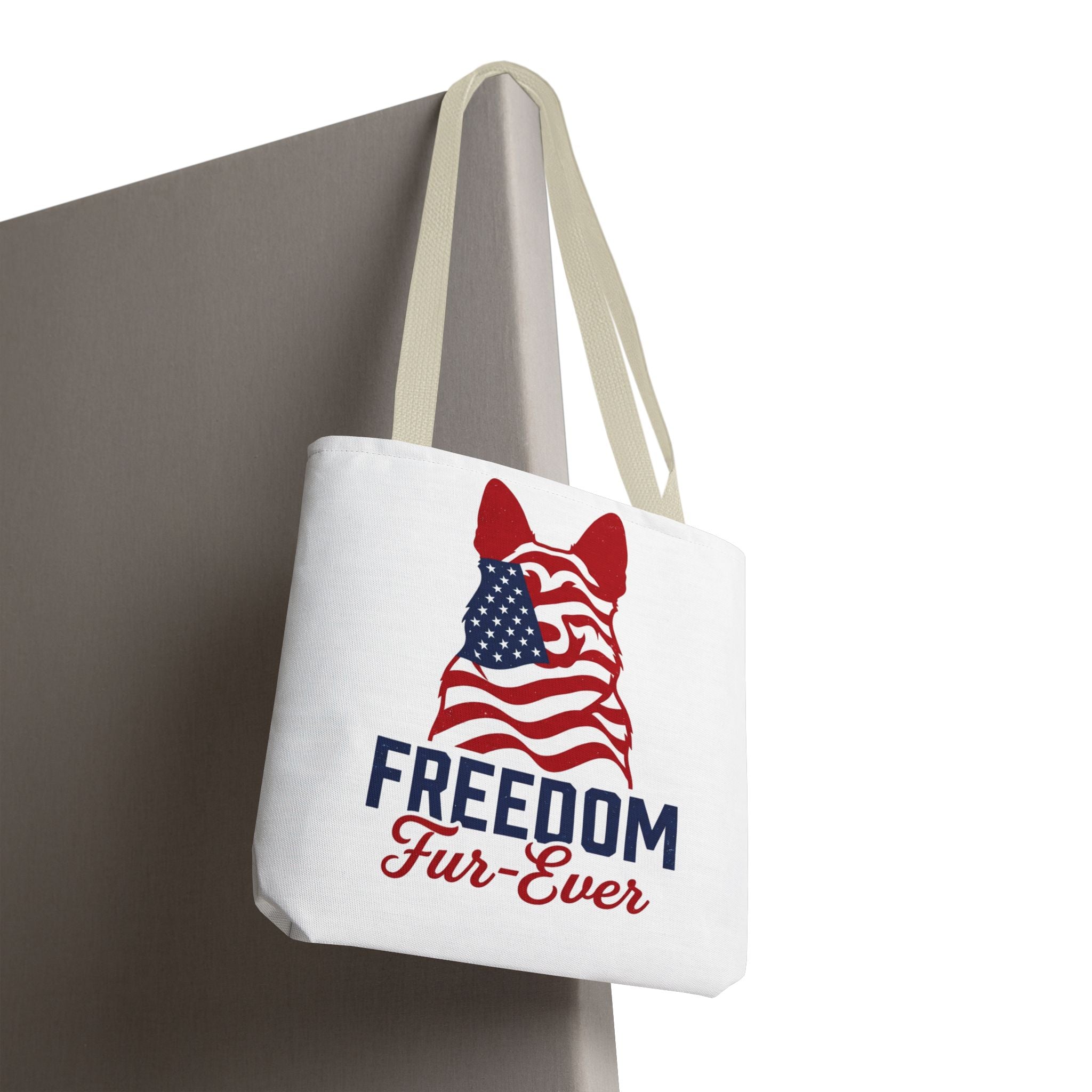Patriotic Dog Tote — "Freedom Fur-Ever" USA Flag Canvas Bag