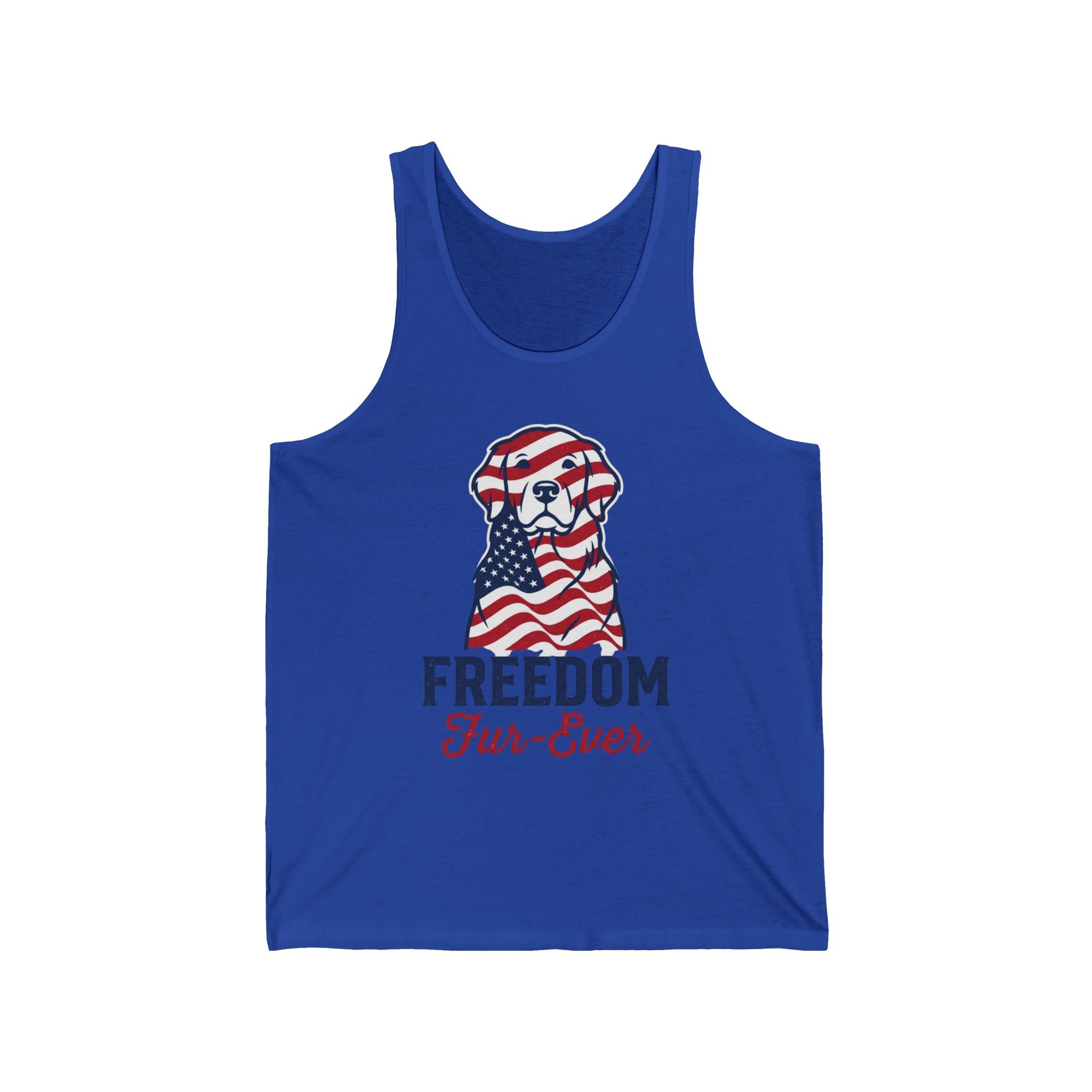 Patriotic Dog Tank Top — "Freedom Fur-Ever" American Flag Pup
