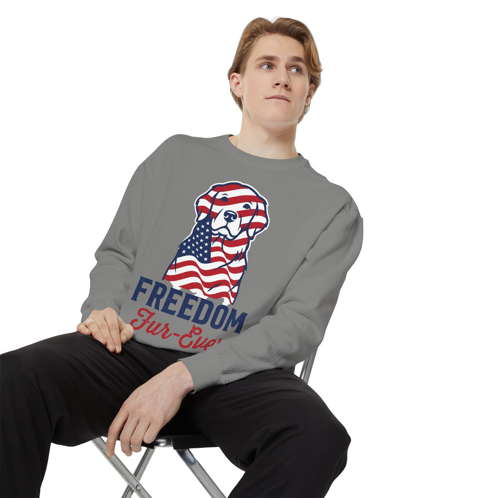 Freedom Fur-Ever Sweatshirt — Patriotic American Flag Dog Crewneck