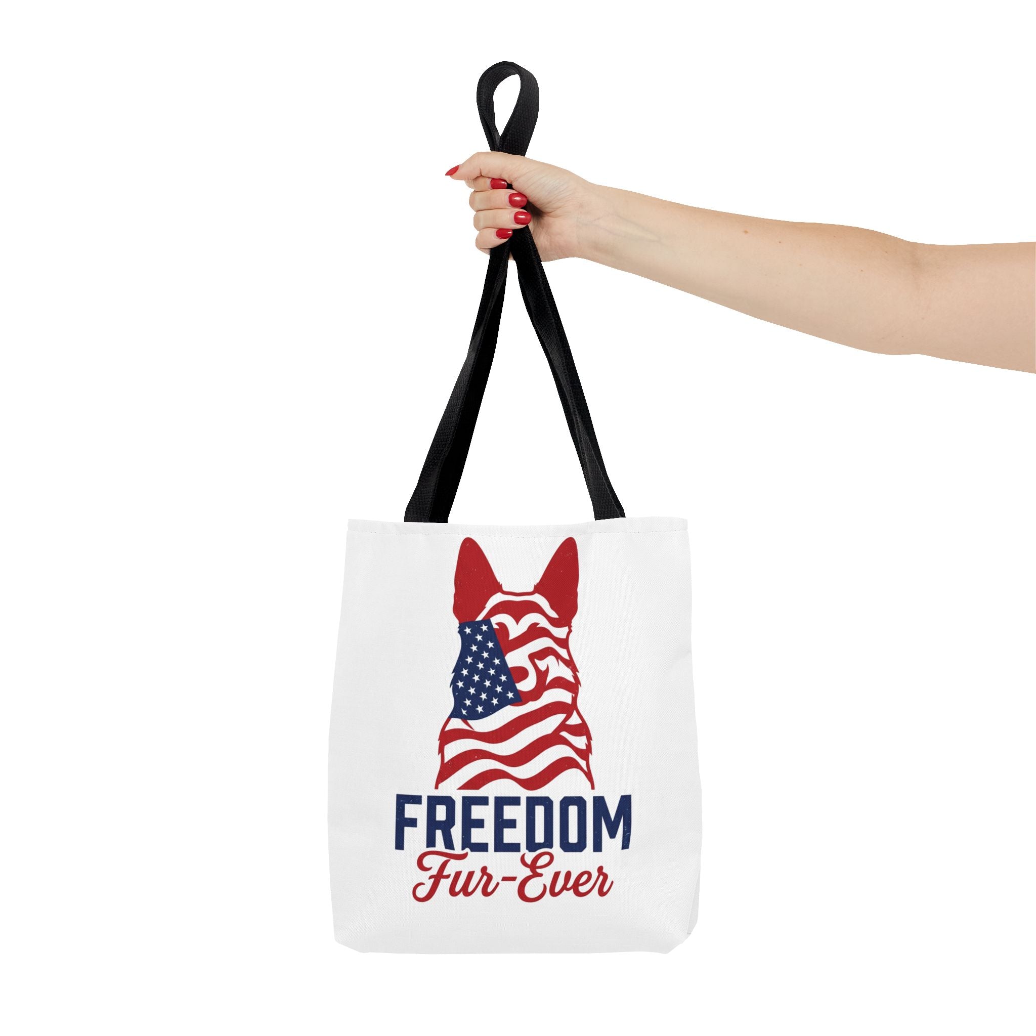 Patriotic Dog Tote — "Freedom Fur-Ever" USA Flag Canvas Bag