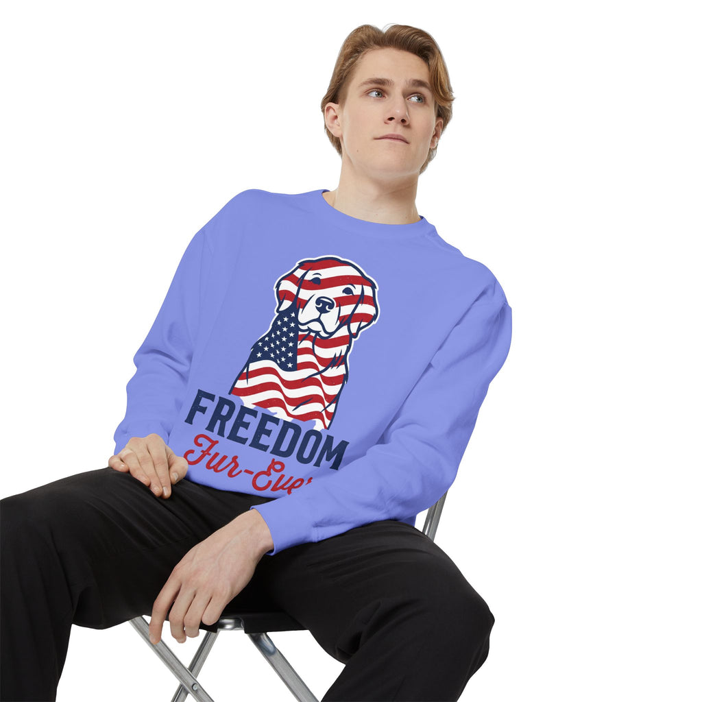 Freedom Fur-Ever Sweatshirt — Patriotic American Flag Dog Crewneck