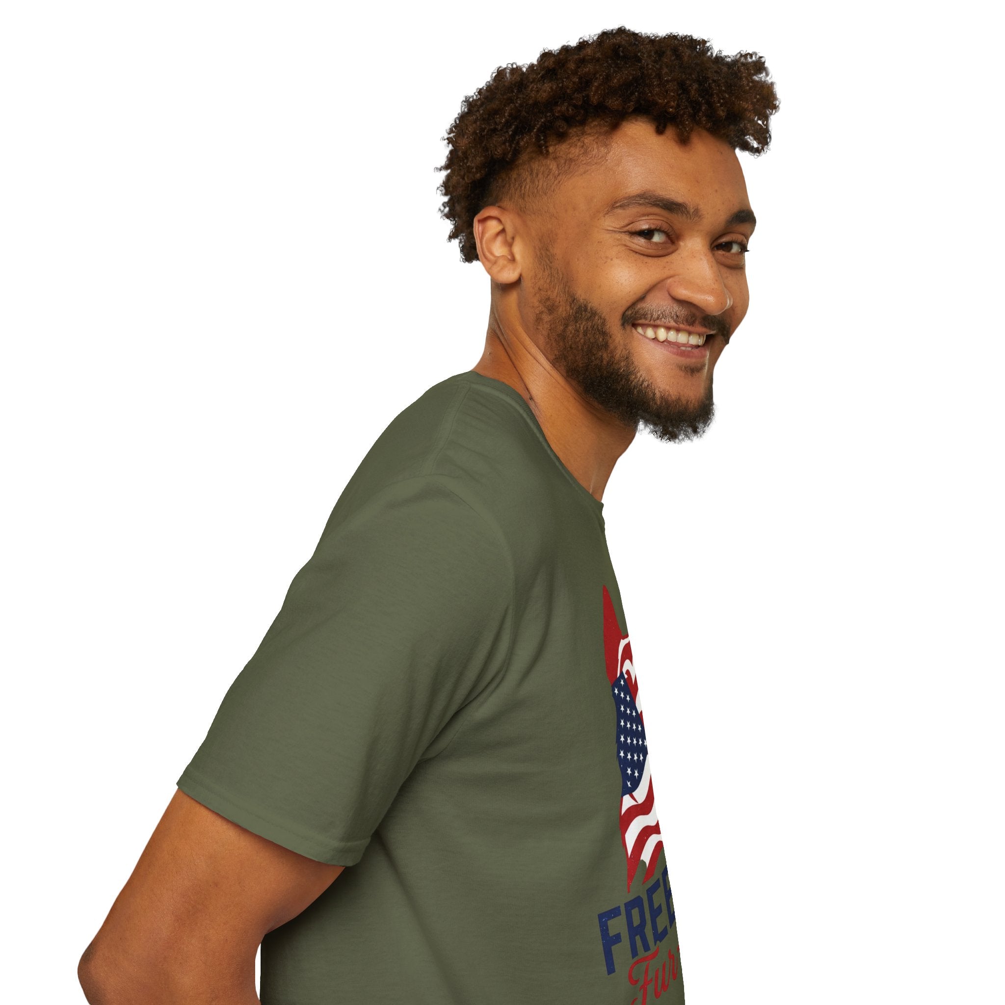 Freedom Fur-Ever Graphic T-Shirt — American Flag Dog Silhouette