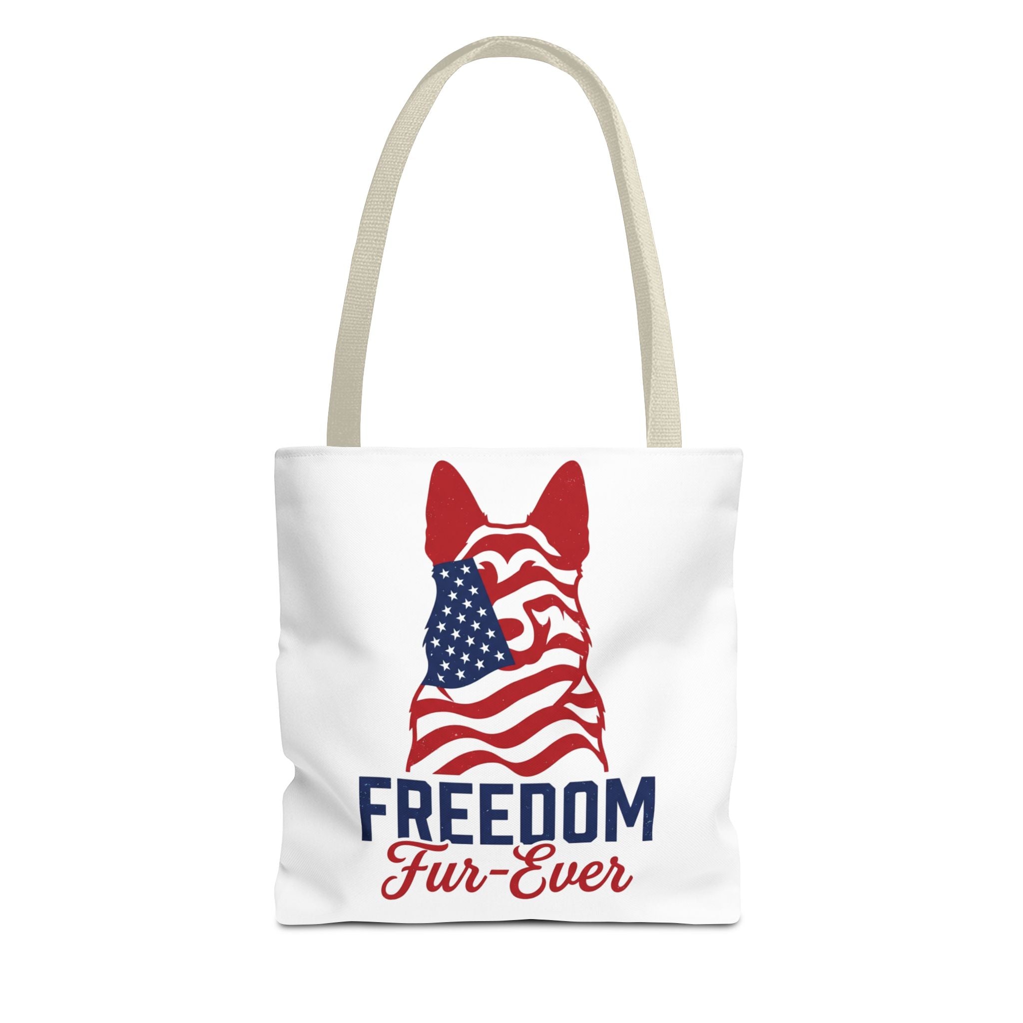 Patriotic Dog Tote — "Freedom Fur-Ever" USA Flag Canvas Bag