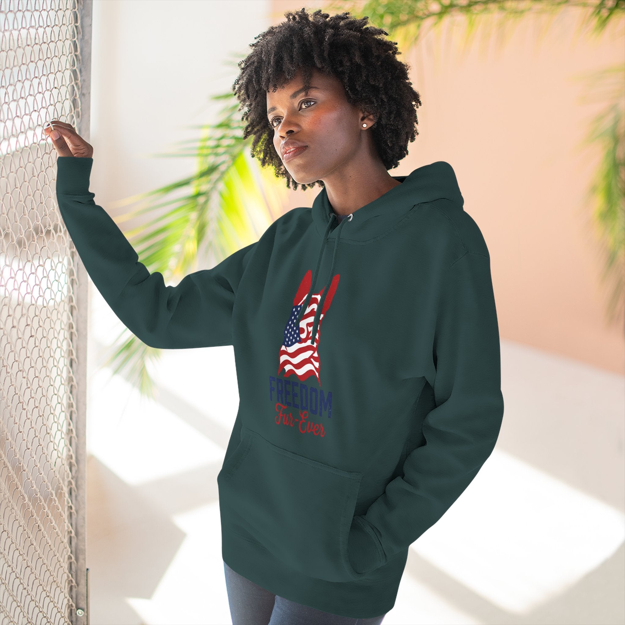 Freedom Fur-ever Hoodie — Patriotic Dog Paw Print Fleece Hoodie