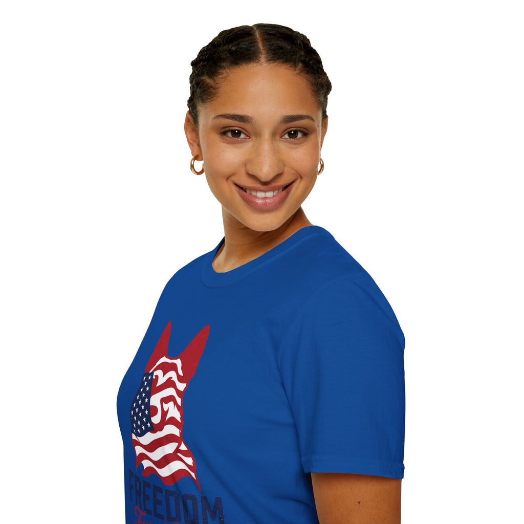Freedom Fur-Ever Graphic T-Shirt — American Flag Dog Silhouette