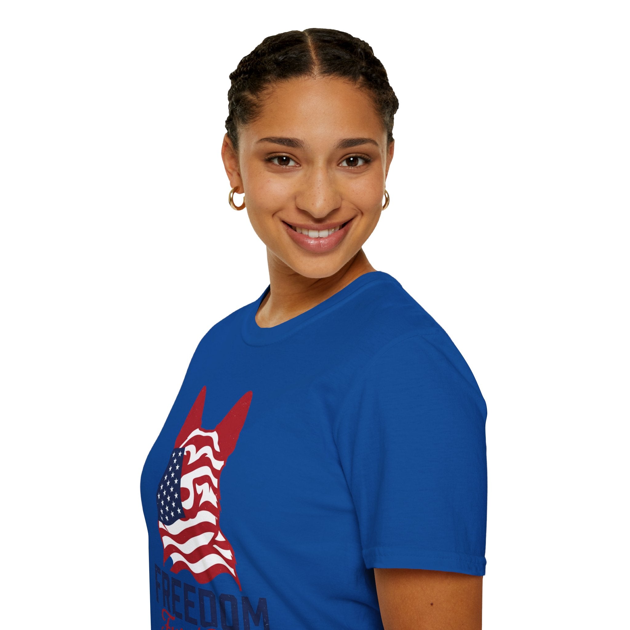 Freedom Fur-Ever Graphic T-Shirt — American Flag Dog Silhouette