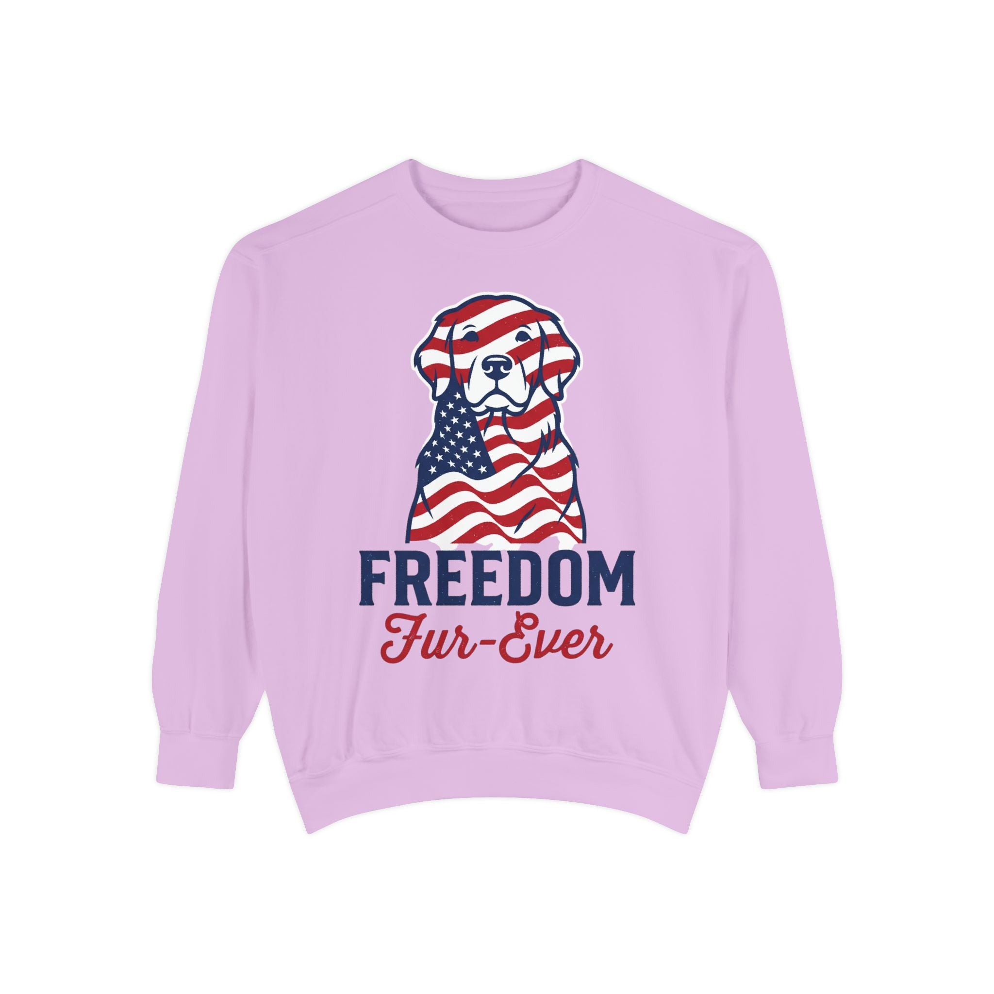 Freedom Fur-Ever Sweatshirt — Patriotic American Flag Dog Crewneck
