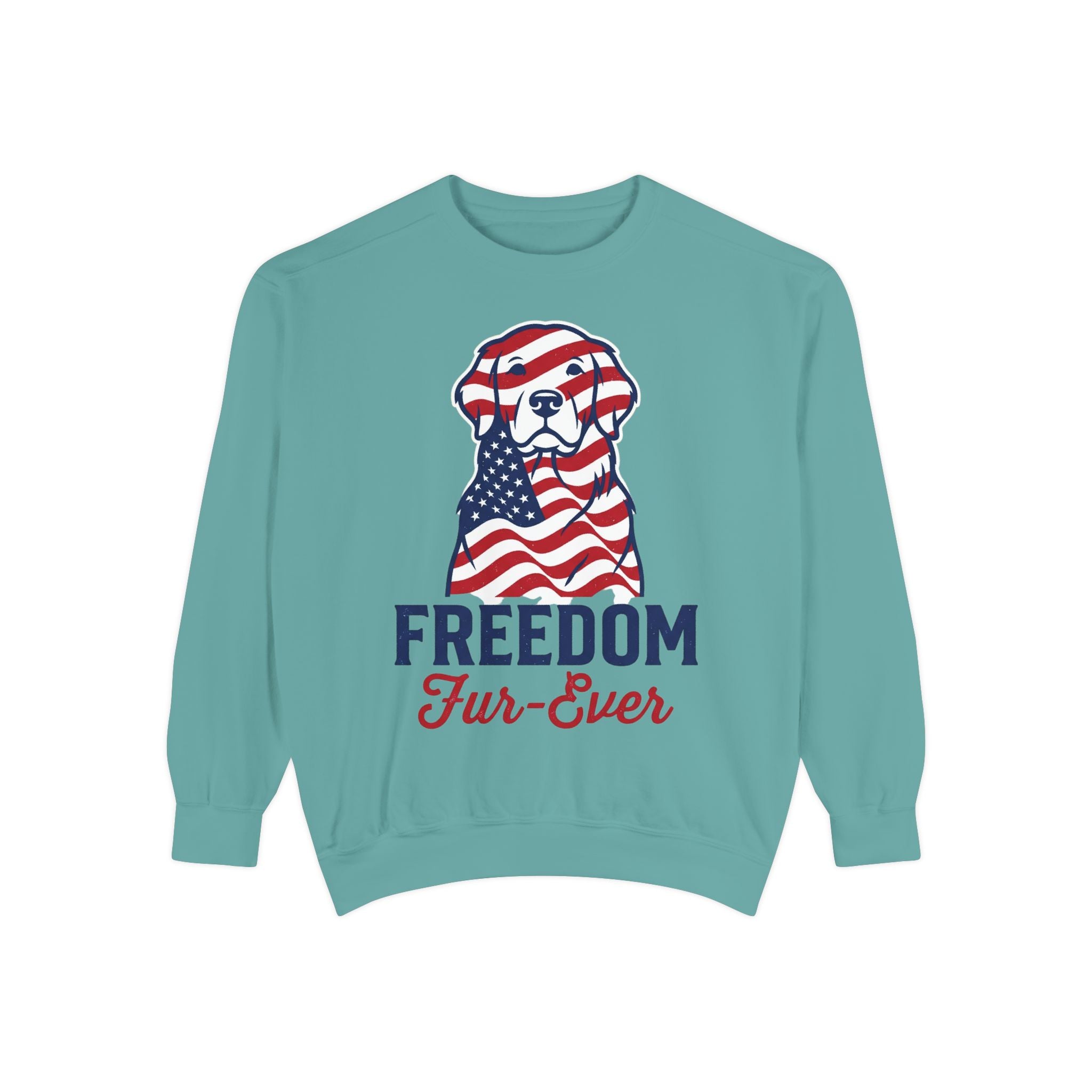 Freedom Fur-Ever Sweatshirt — Patriotic American Flag Dog Crewneck