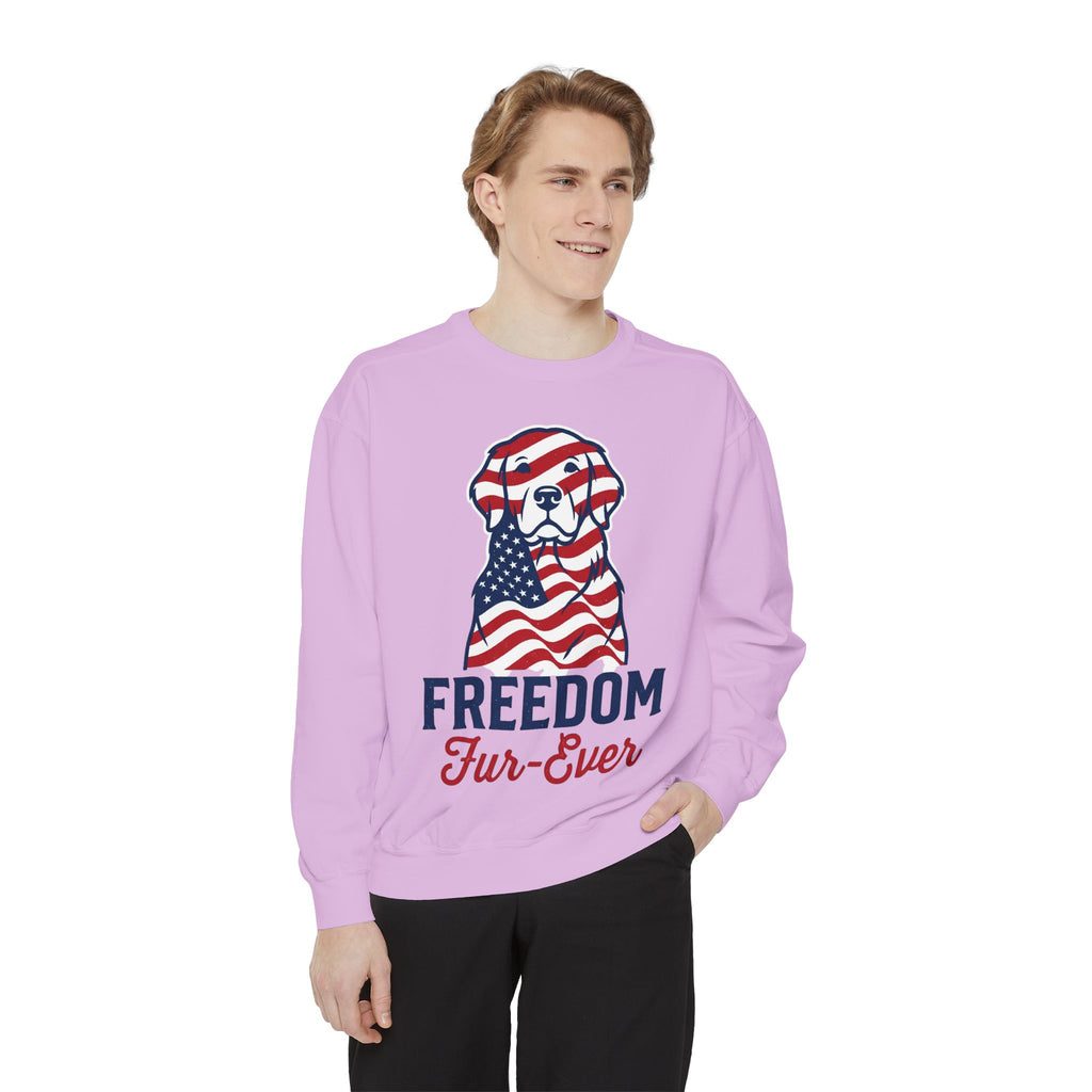 Freedom Fur-Ever Sweatshirt — Patriotic American Flag Dog Crewneck