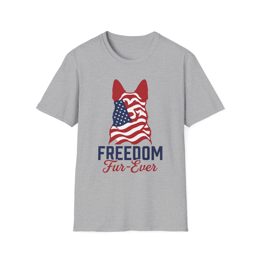 Freedom Fur-Ever Graphic T-Shirt — American Flag Dog Silhouette